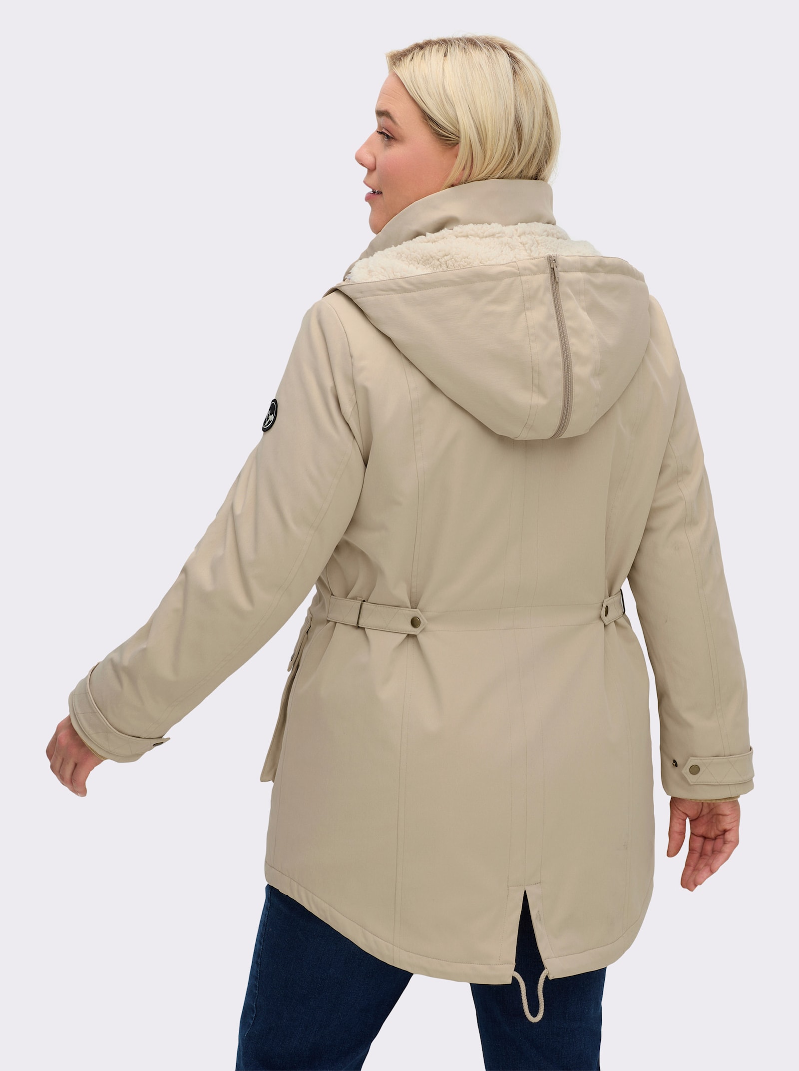 sheego Parka mit teilbarer Kapuze - beige