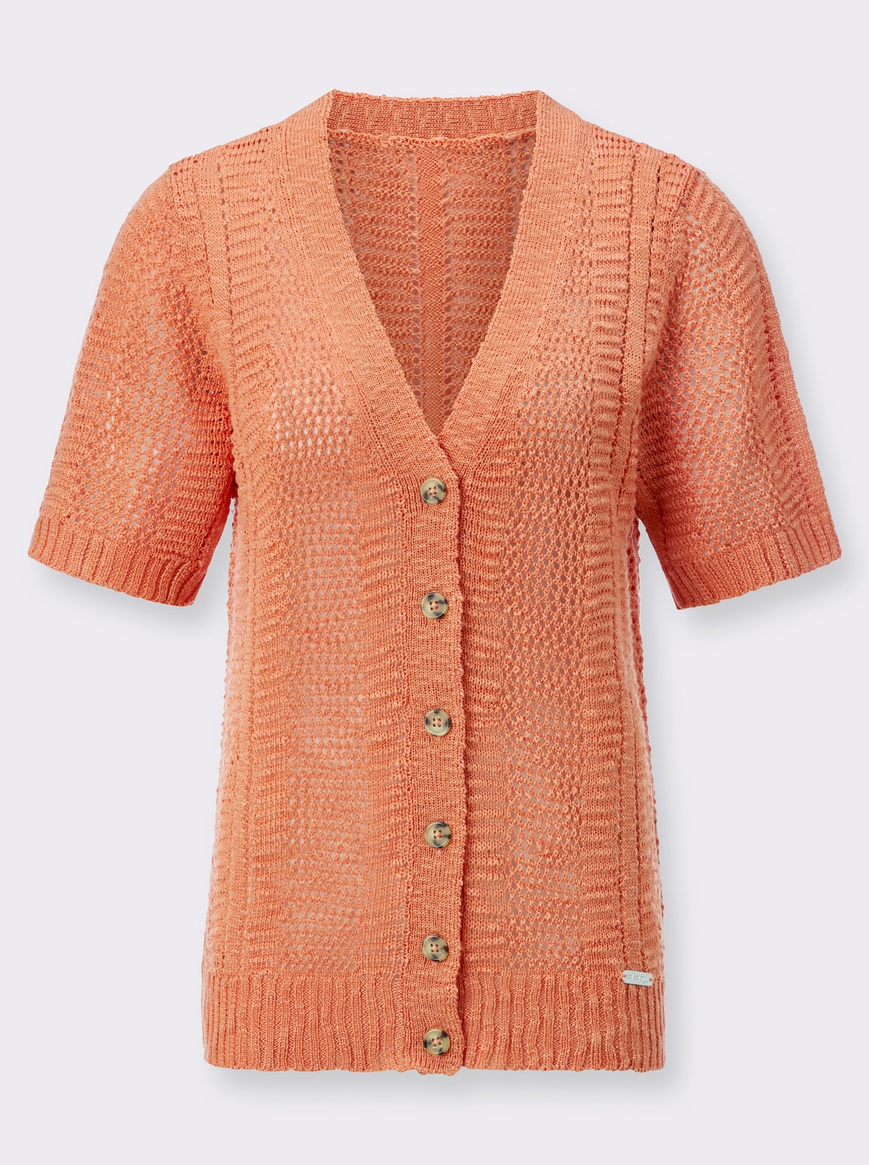 Ajourstrickjacke - papaya