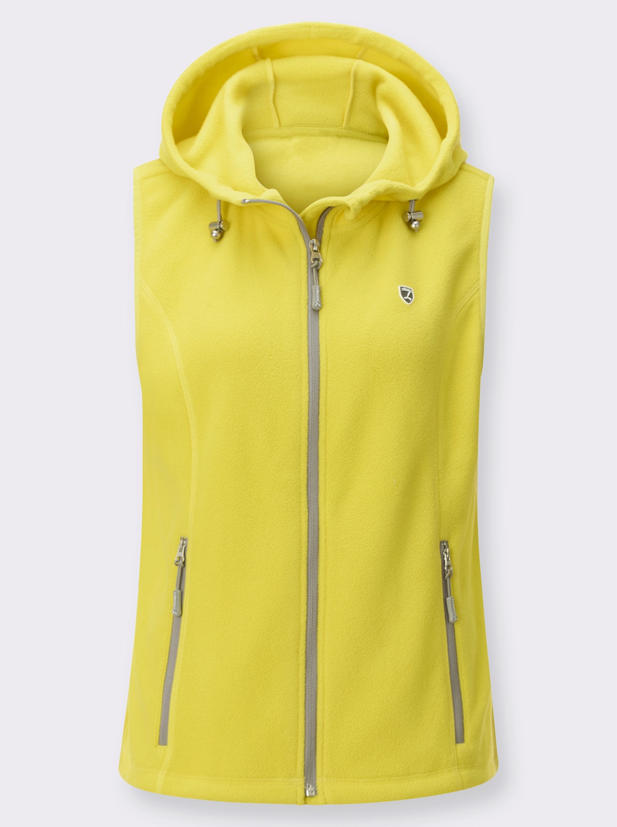 Fleeceweste mit Kapuze - limone