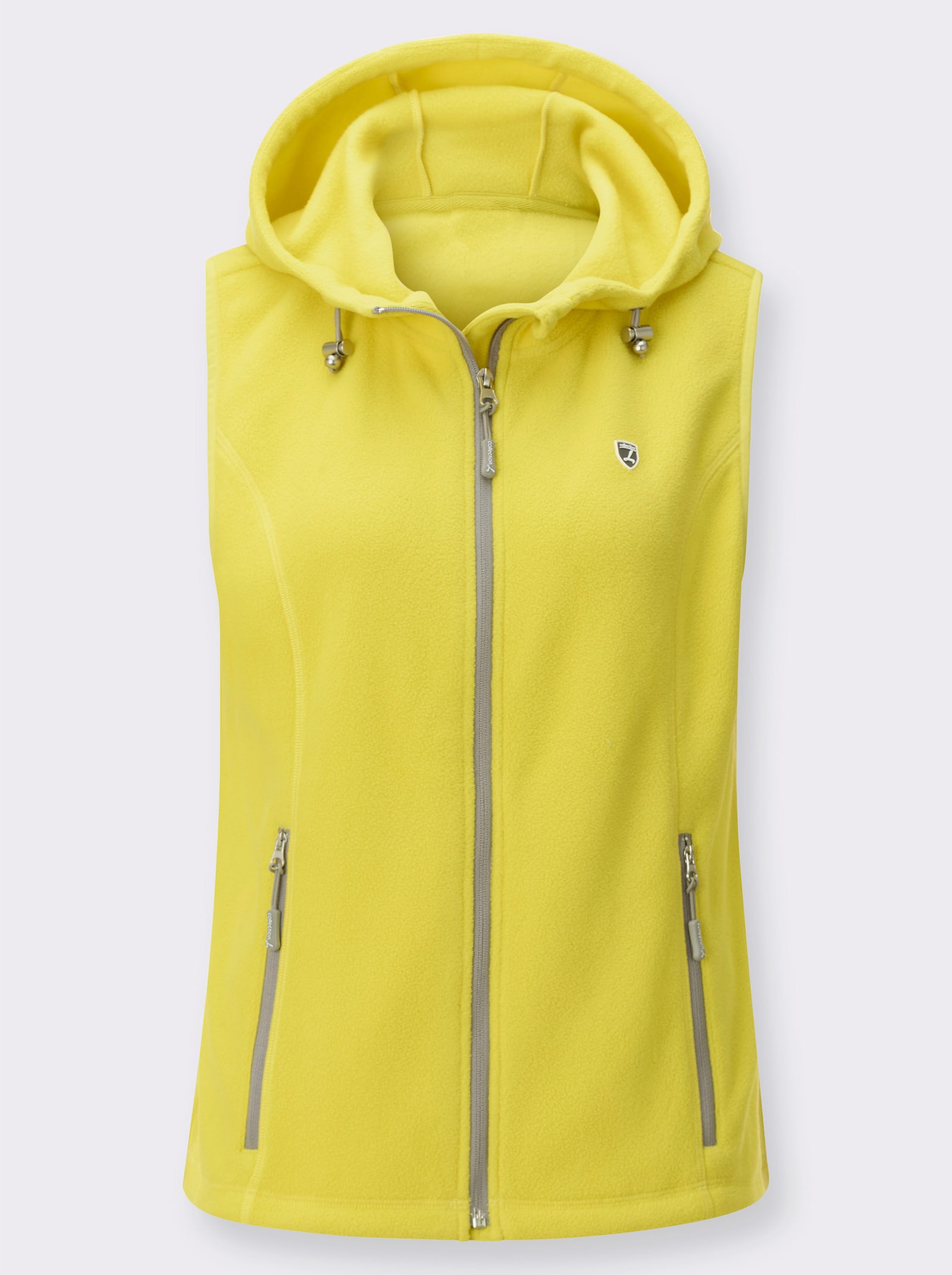 Fleeceweste mit Kapuze - limone
