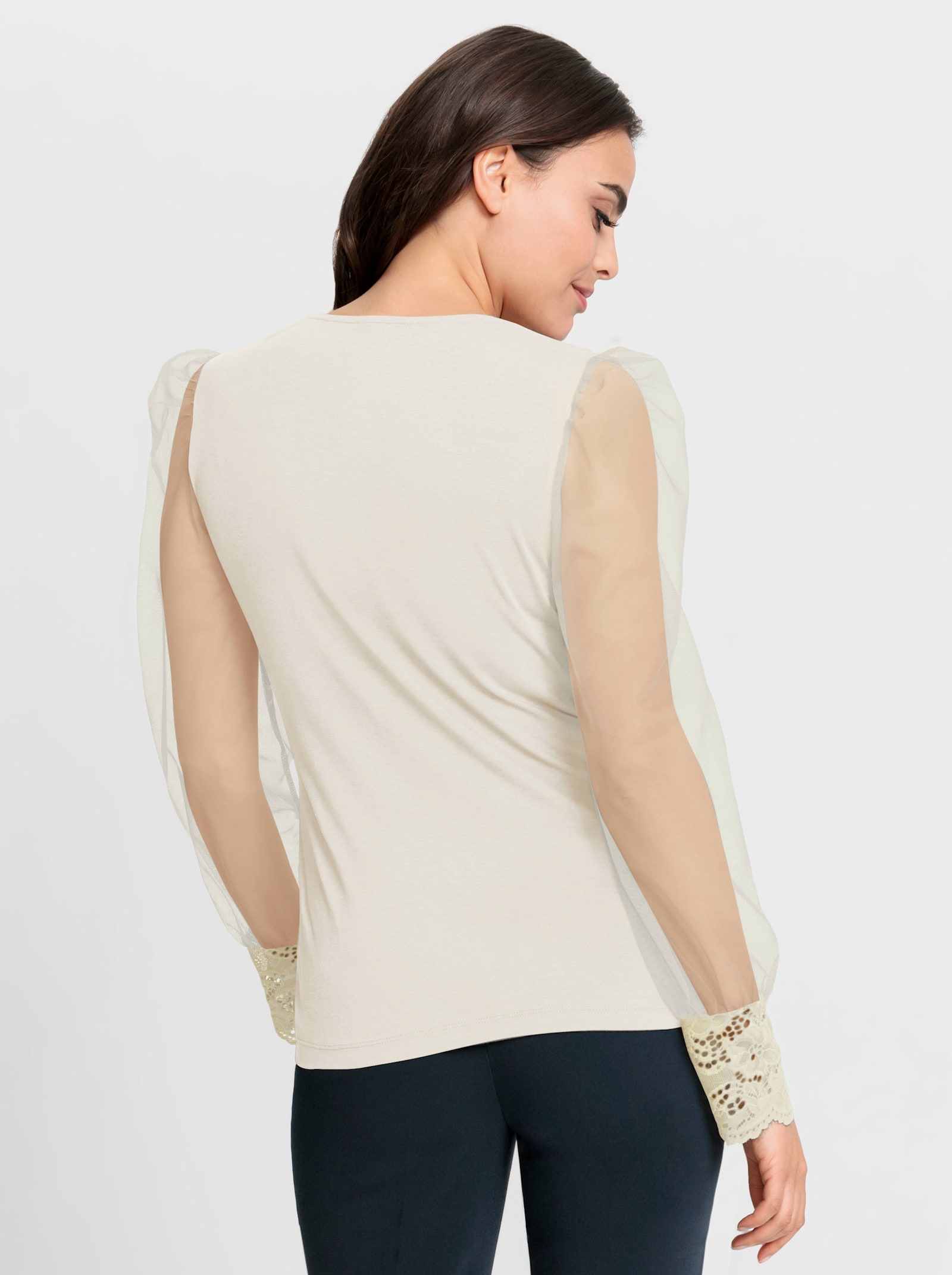 heine Langarmshirt mit transparenten Ärmeln - champagner