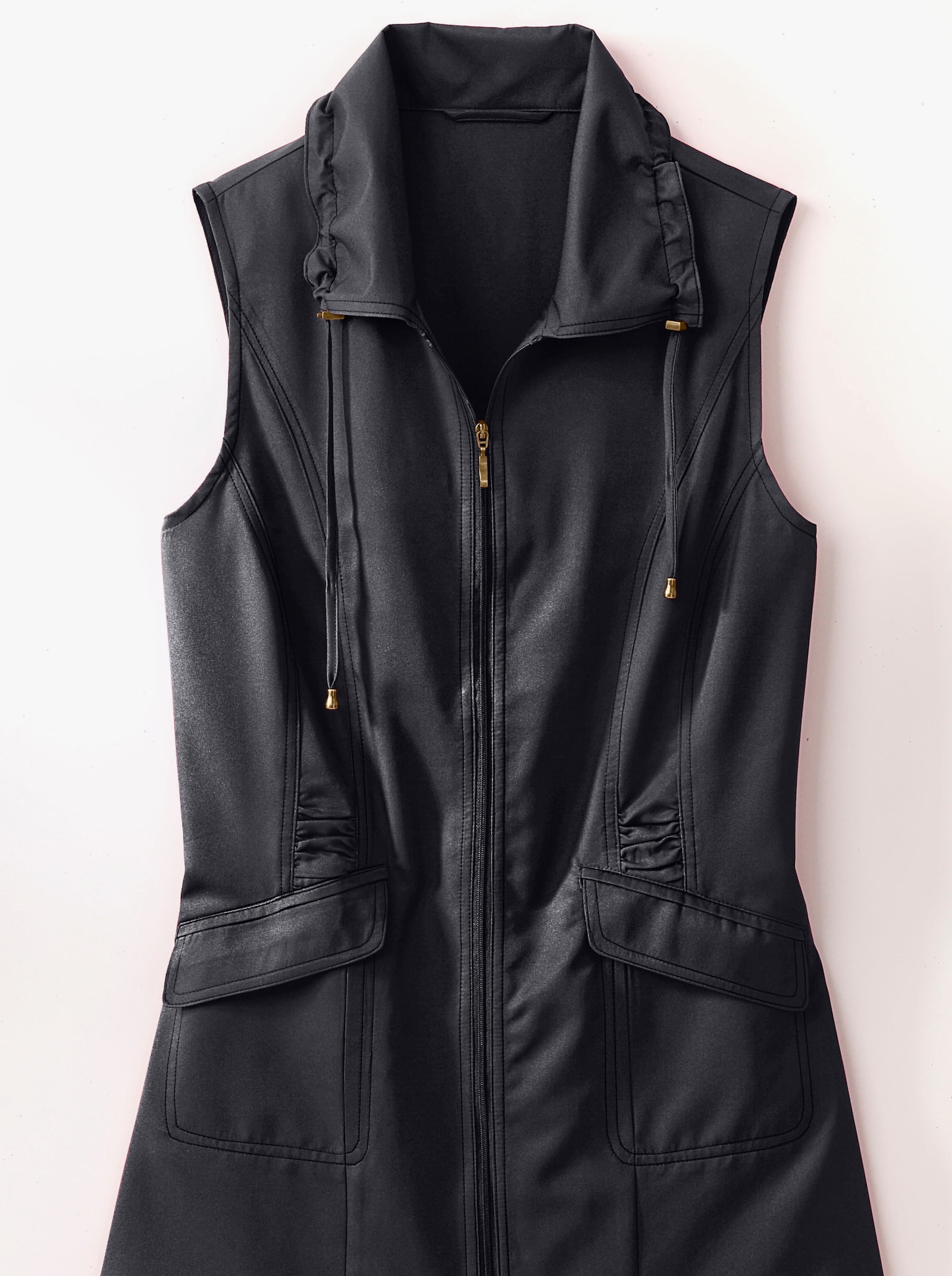 Longweste aus Microfaser - schwarz