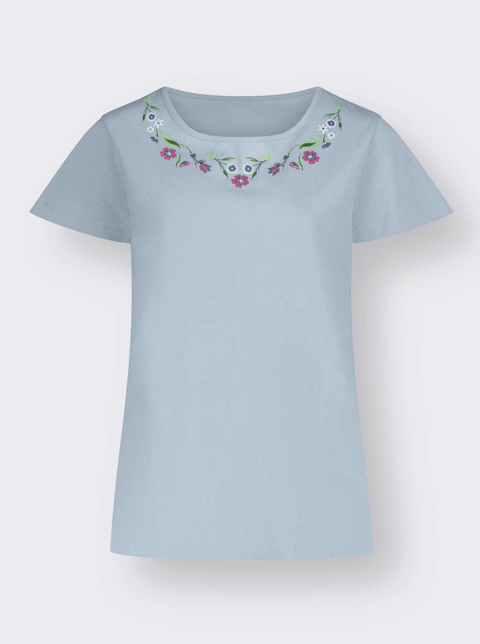 Tričko s krátkým rukávem s květinovým potiskem - světlemodrá