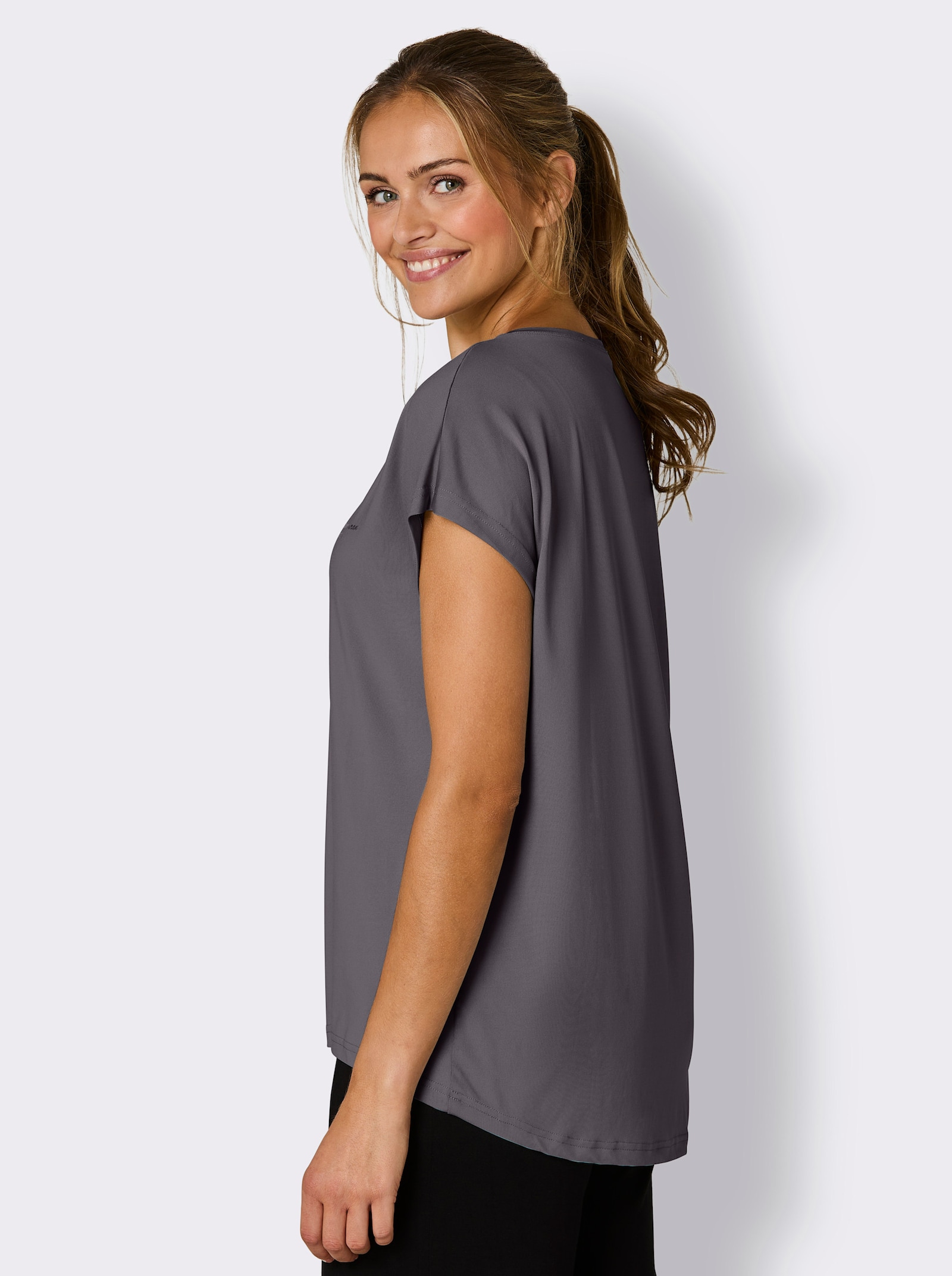 Catamaran Sports Funktionsshirt mit hinten längerem Saum - anthrazit