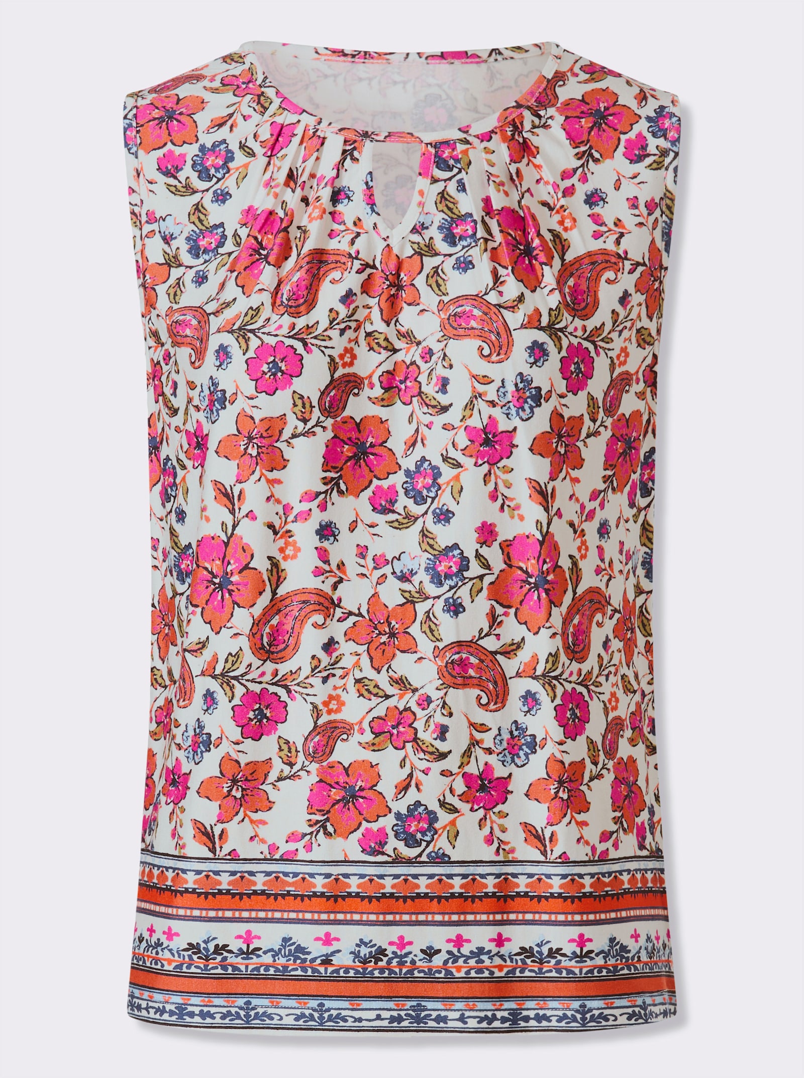 heine Shirttop mit Blütendruck - ecru-fuchsia-bedruckt