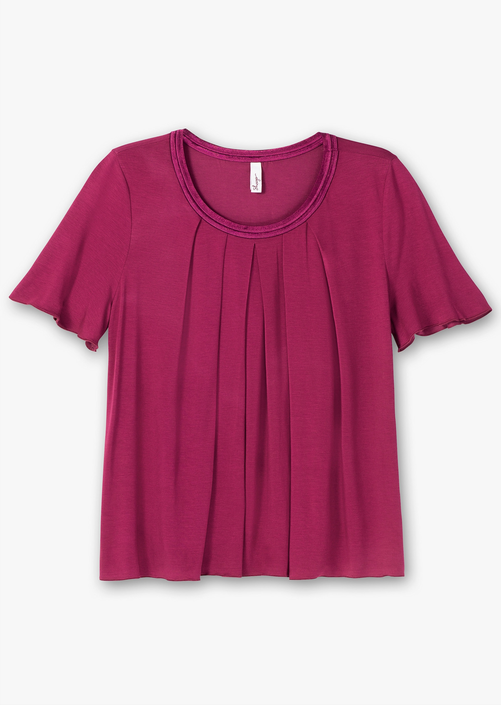 sheego Shirt mit Kellerfalte vorn - beere