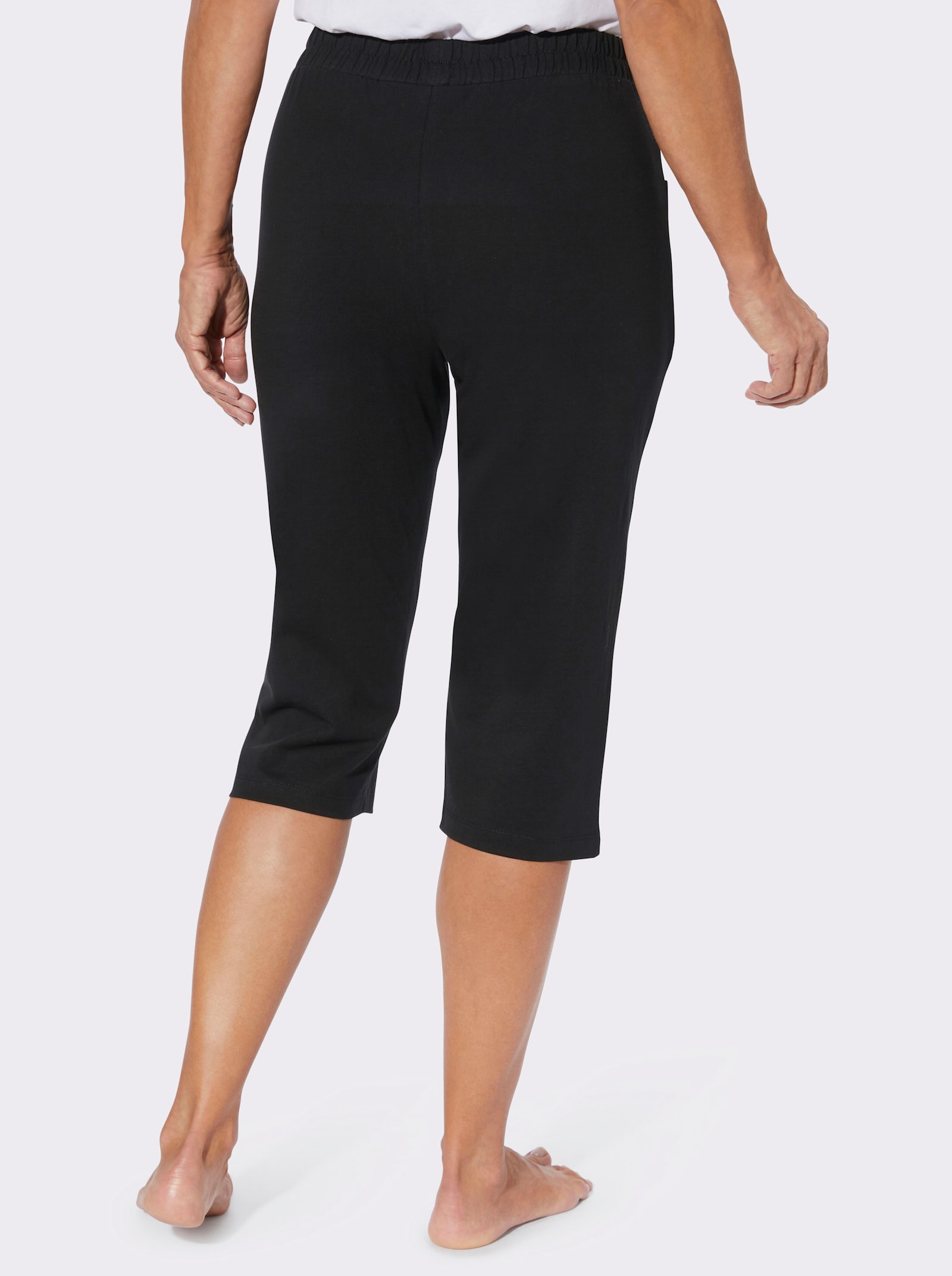 Capri kalhoty s lesklou výšivkou - černá