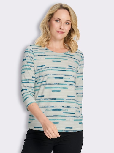 Rundhalsshirt mit Streifen-Print - zartmint-ozean-bedruckt