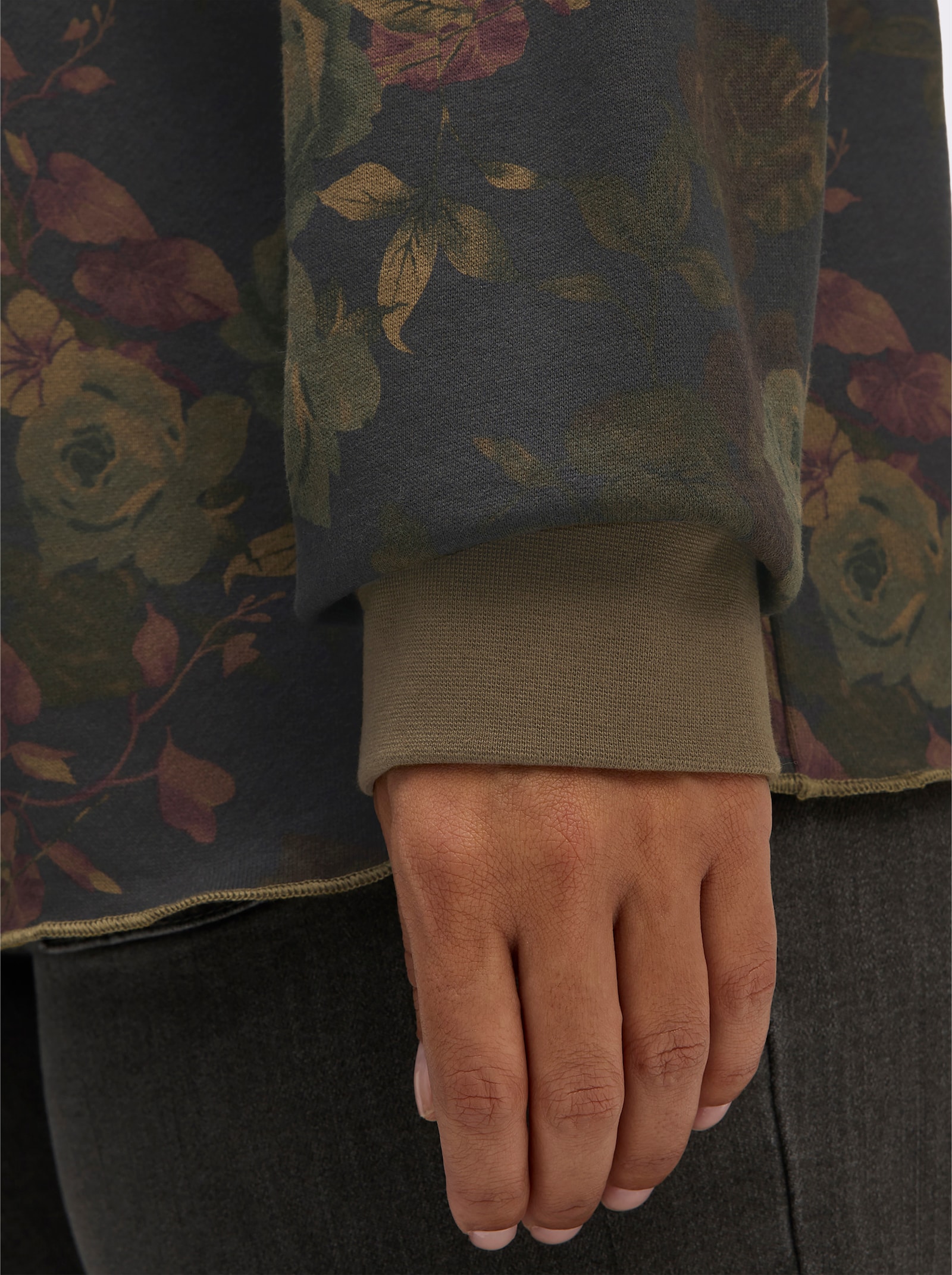 sheego by Joe Browns Sweatshirt mit floralem Print - graphit-burgund-gemustert