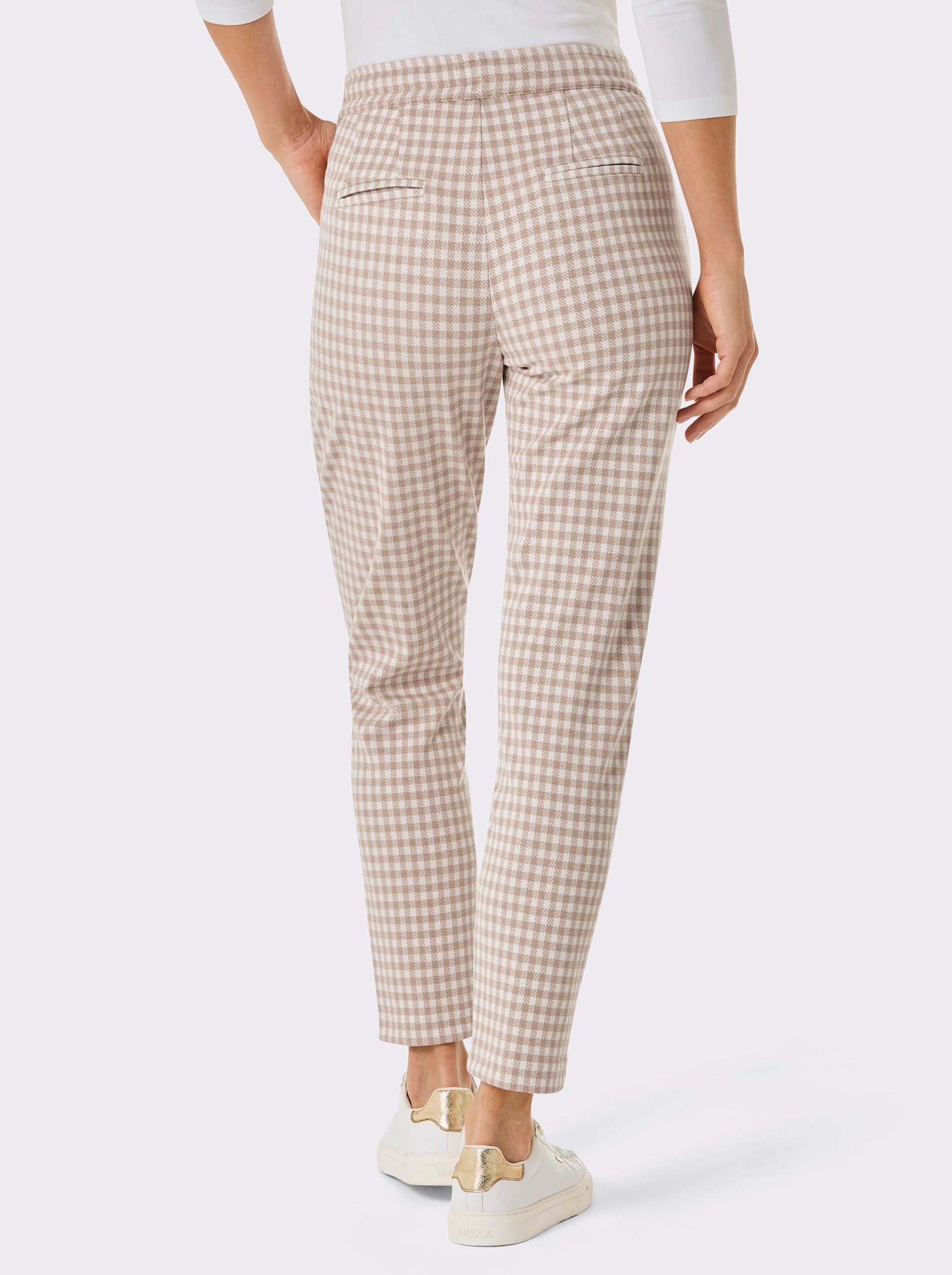 CREATION L PREMIUM Jogg Pants mit Jacquard-Karomuster - beige-ecru-kariert