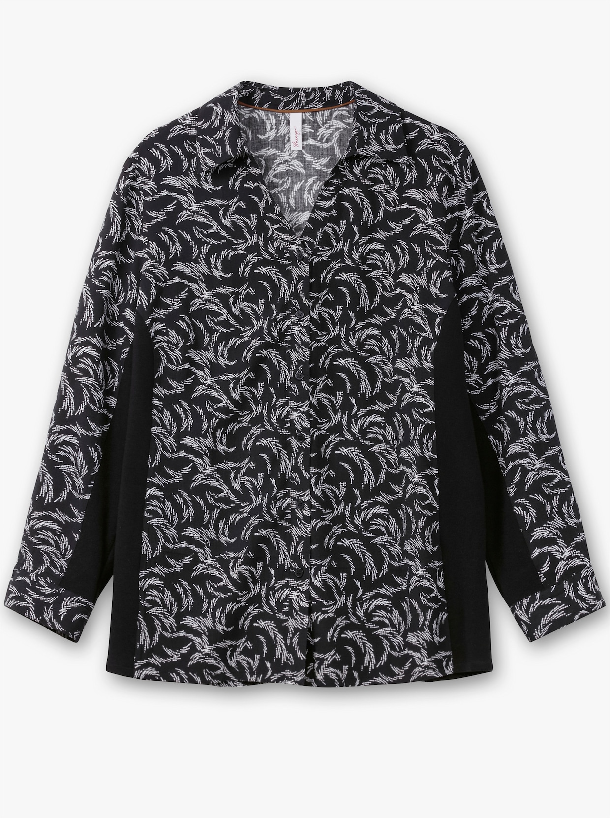 sheego Katoenen blouse - zwart/wit gedessineerd