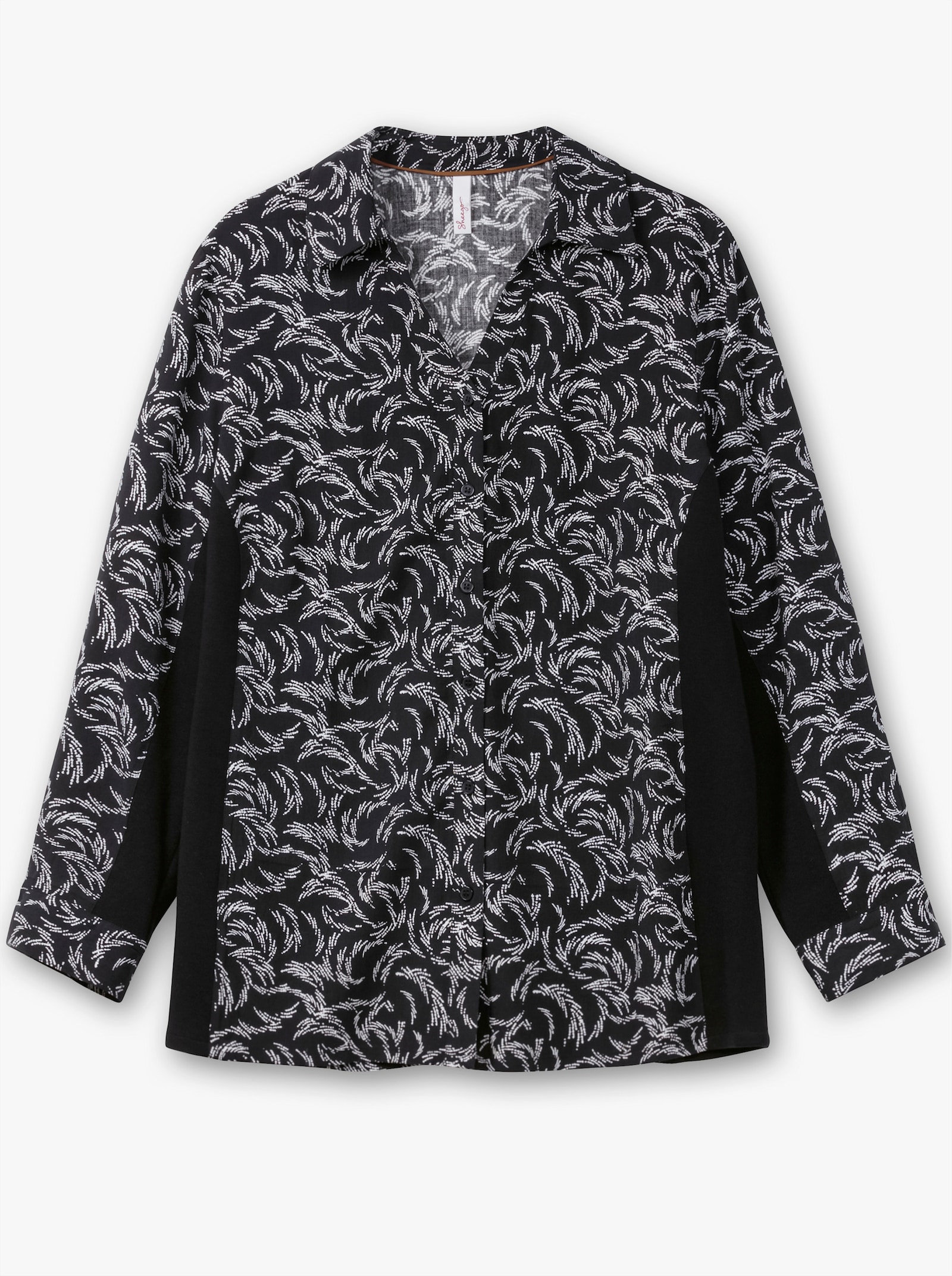 sheego Hemdbluse mit Alloverprint - schwarz-weiss-gemustert