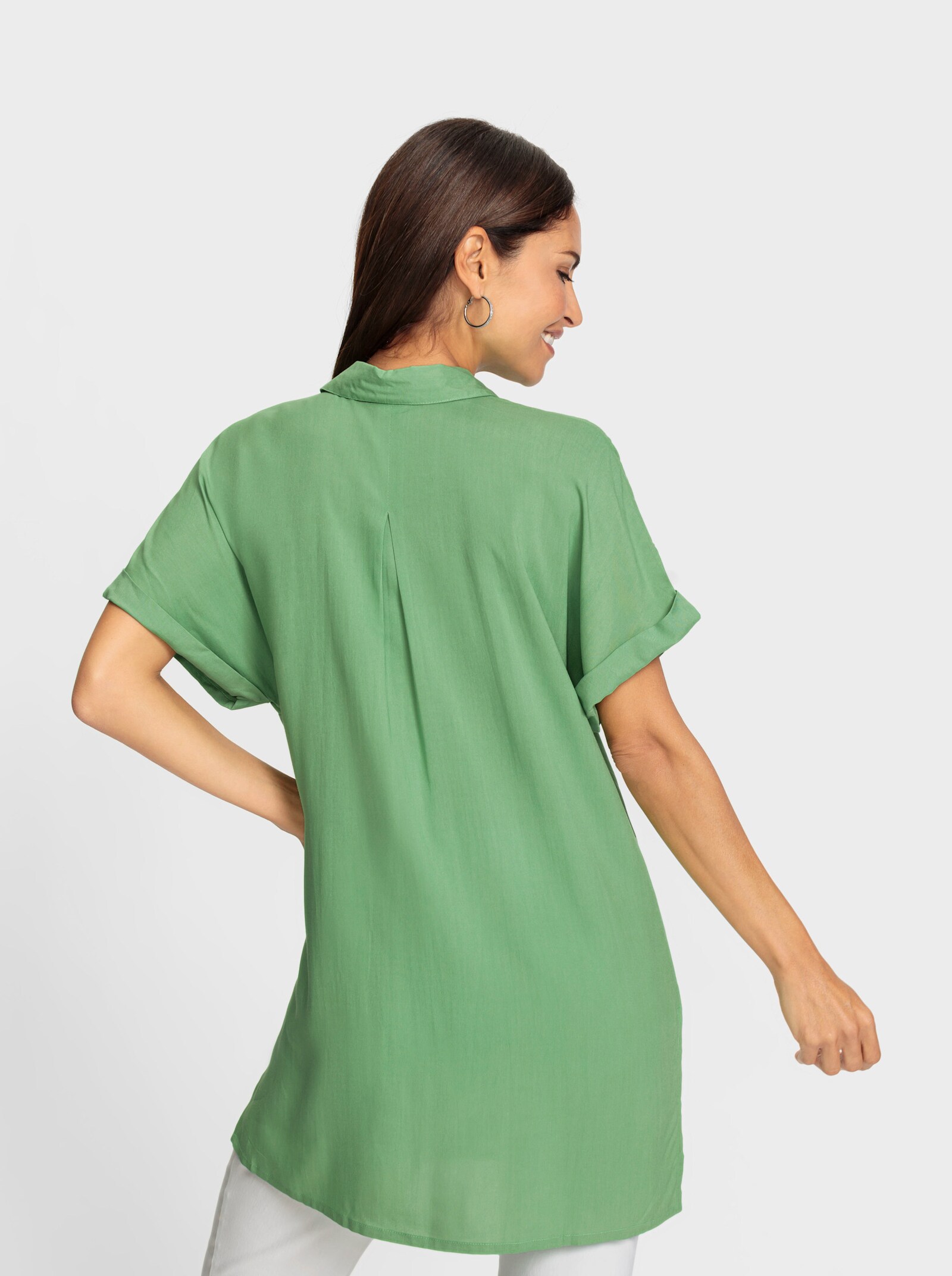 Lange blouse met hoge zijsplitten - appel