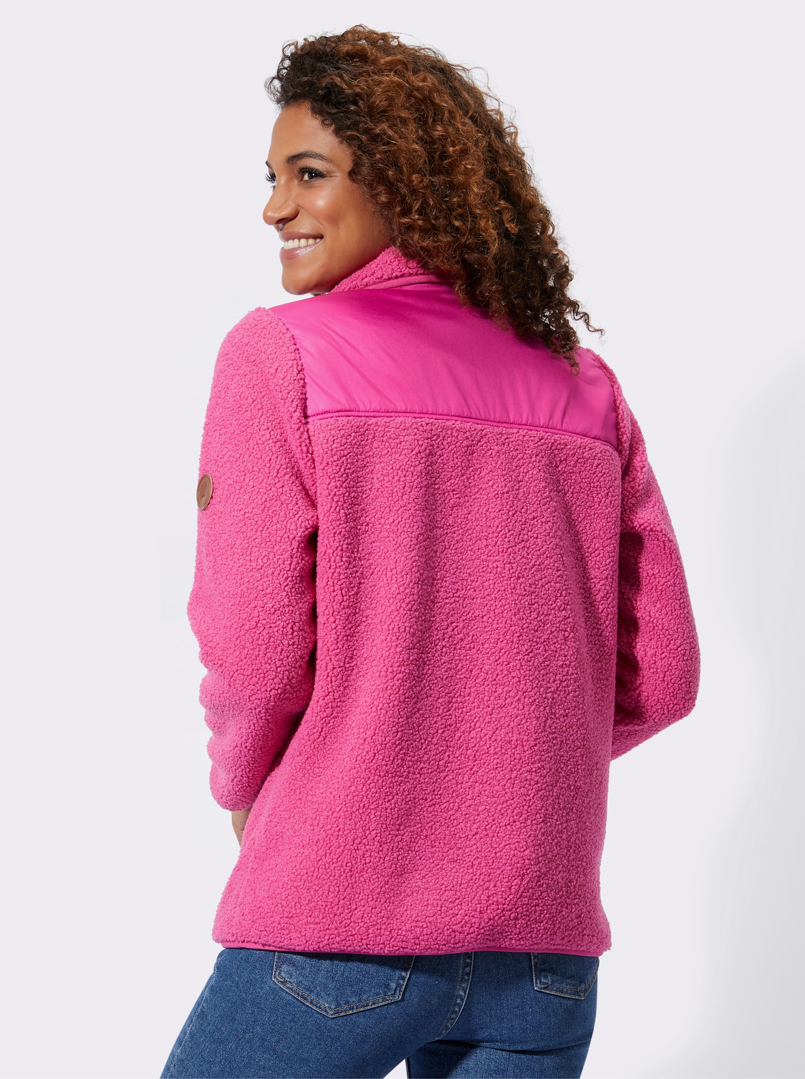 Jacke im Material-Mix - fuchsia