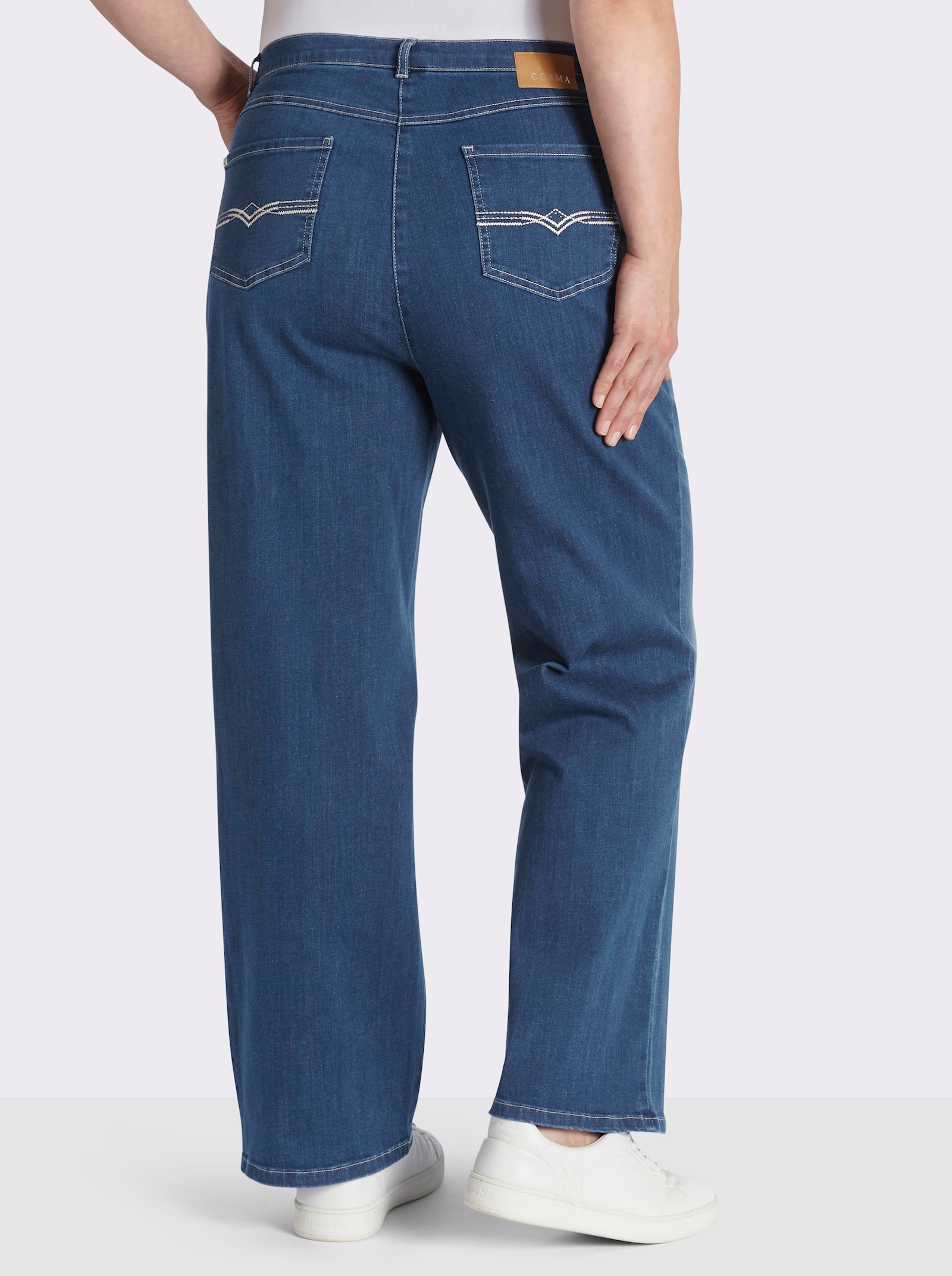 Cosma Gerade Jeans mit Stickerei - blue-stone-washed