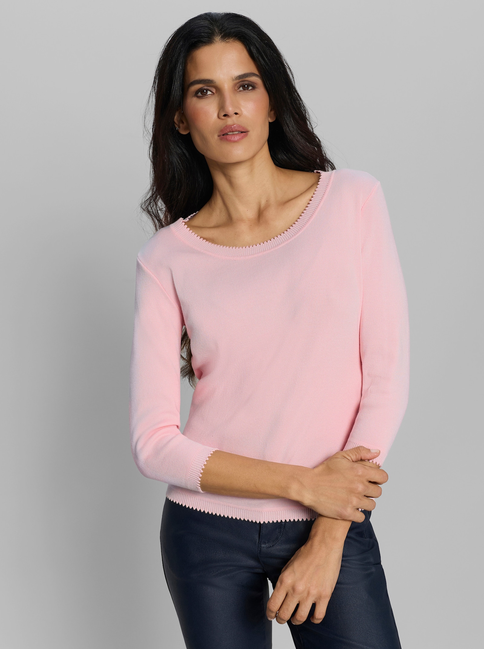 heine 3/4-Arm-Pullover mit Mäusezähnchen - hellrosé