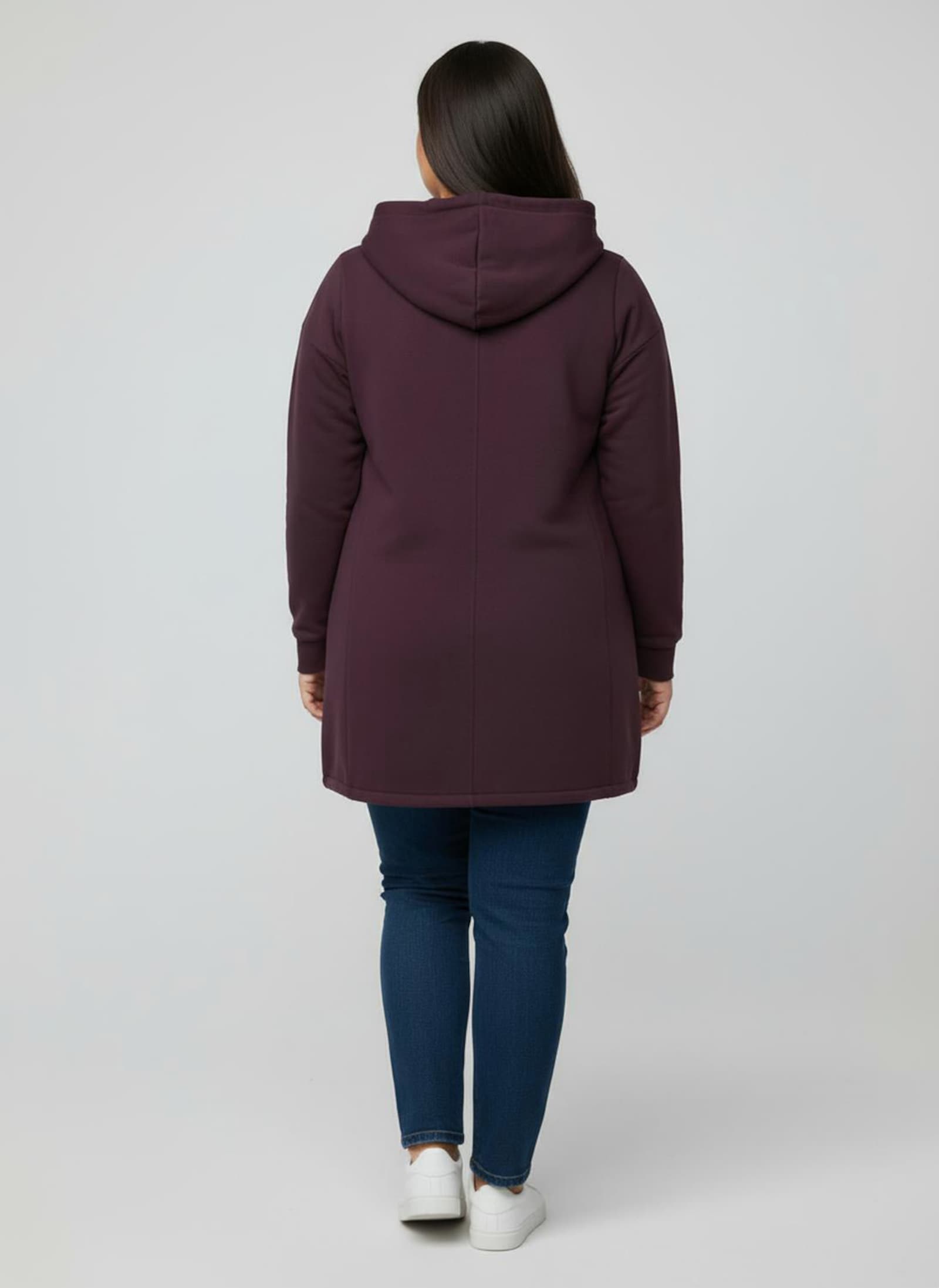 Sweatjacke mit 2-Wege-Reißverschluss - burgund