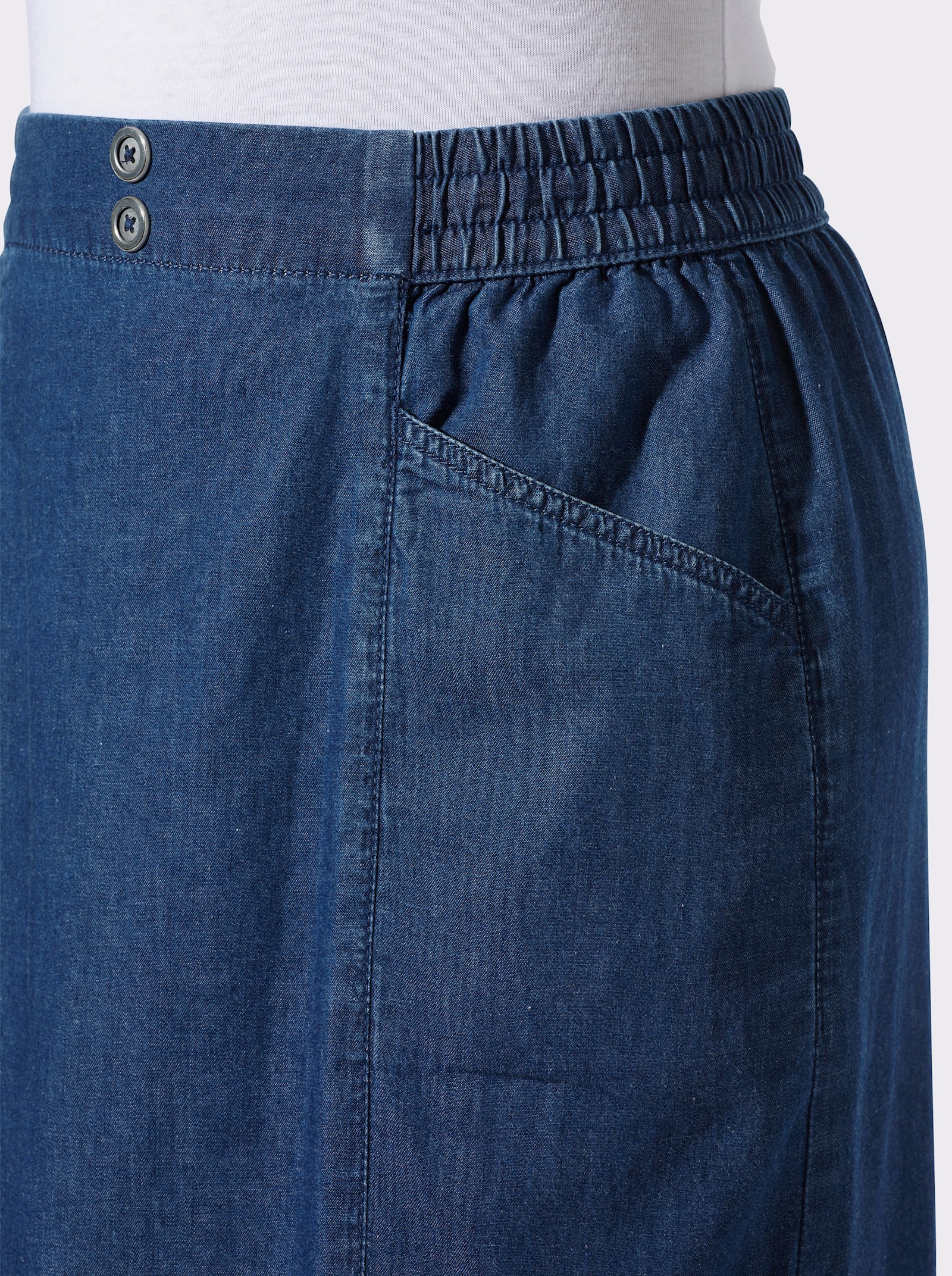 Jeanskjol med dekorknappar - blue-stone-washed
