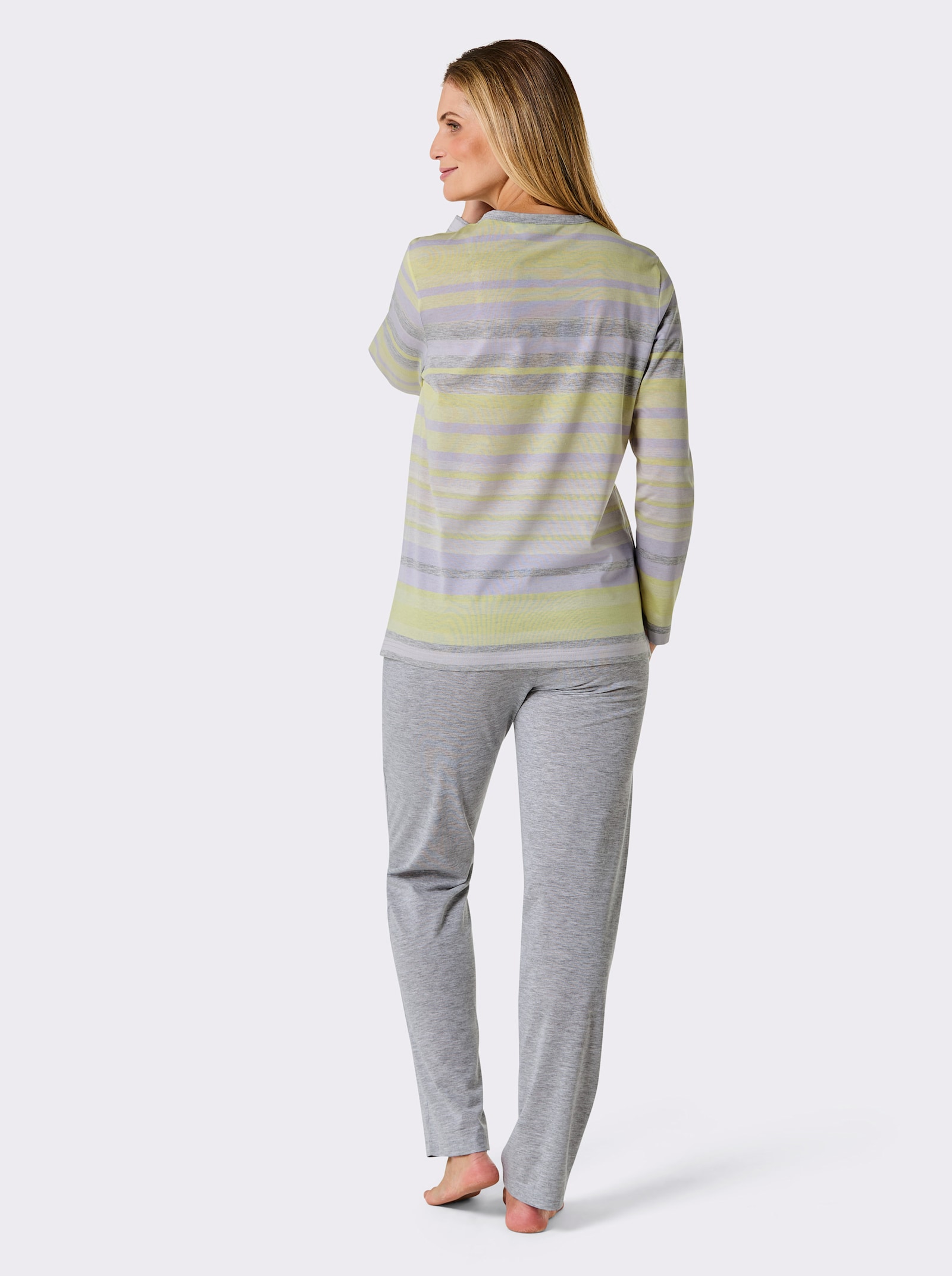Hajo Schlafanzug - gelb-grau-meliert