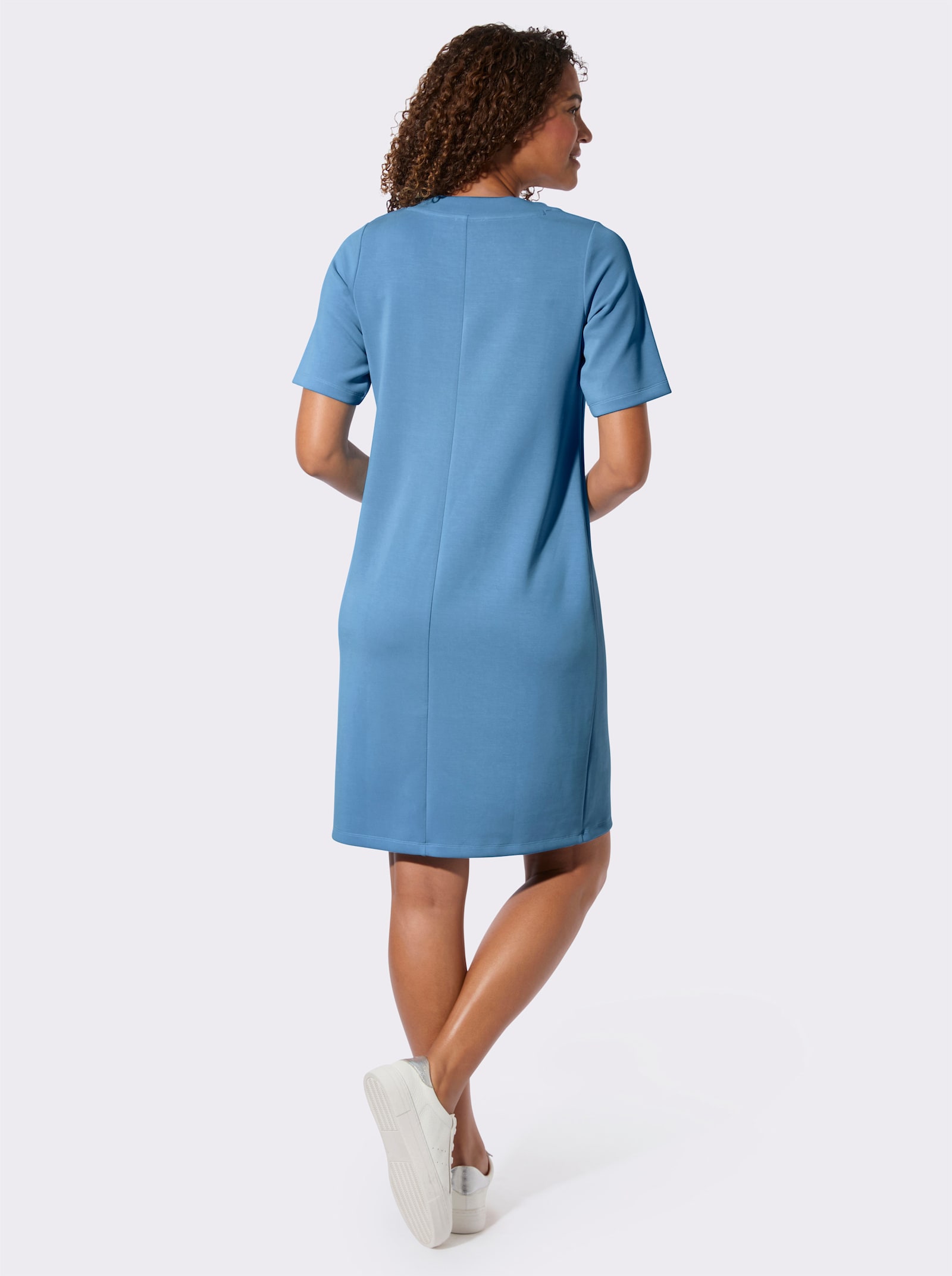 Shirtkleid mit kurzen Ärmeln - himmelblau