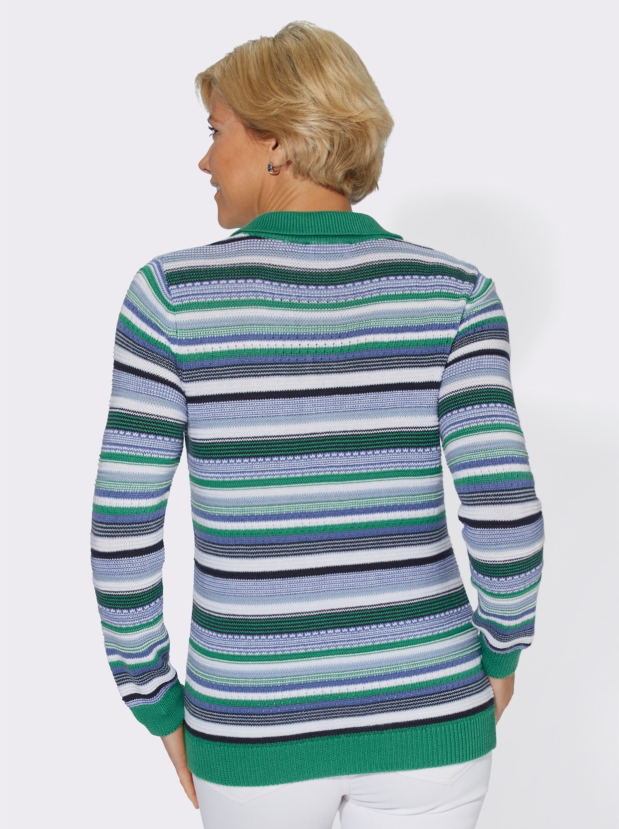 Pullover met lange mouwen - groen/blauw gestreept