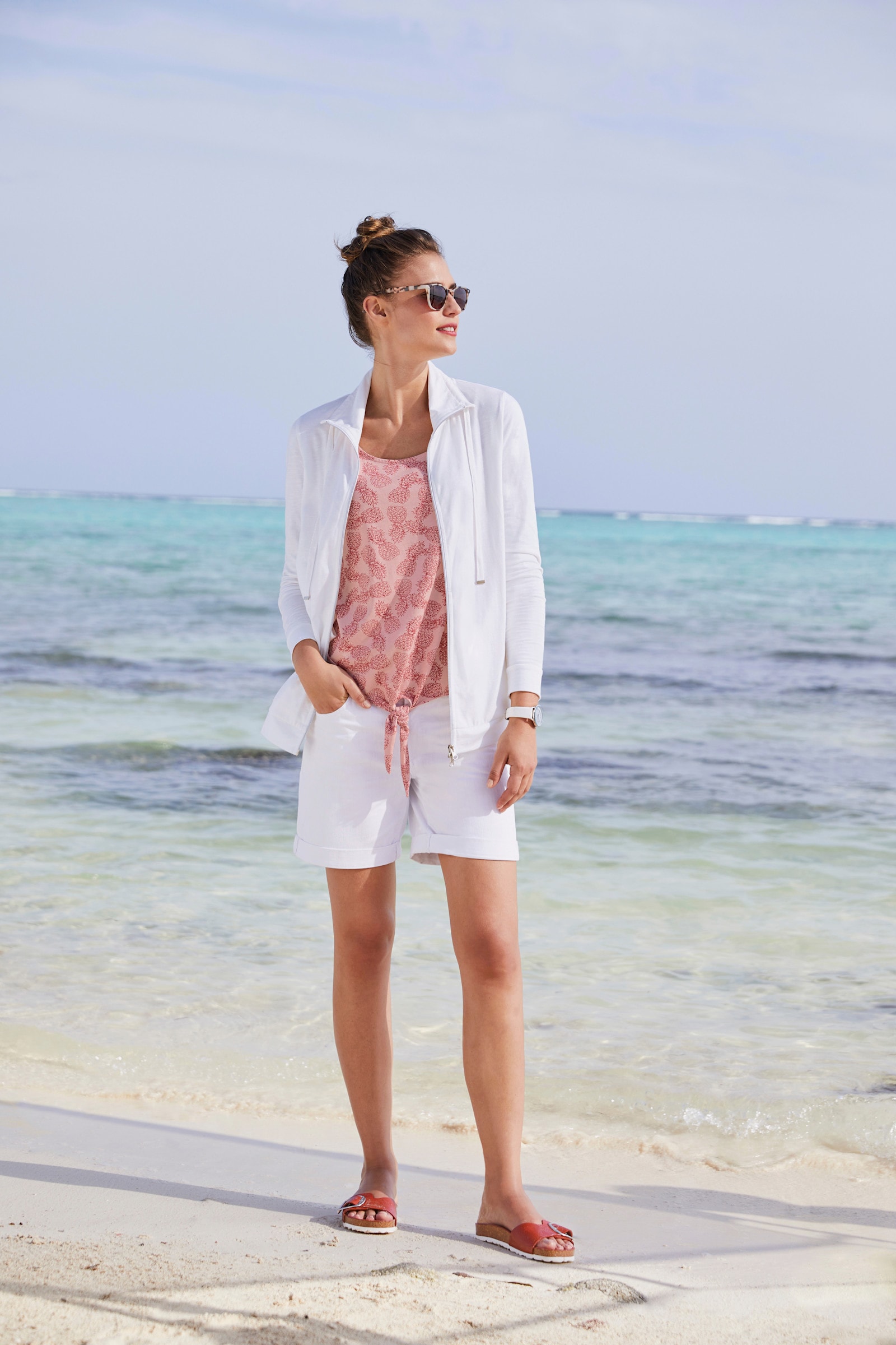 heine Jeansshort mit Beinaufschlag - weiß