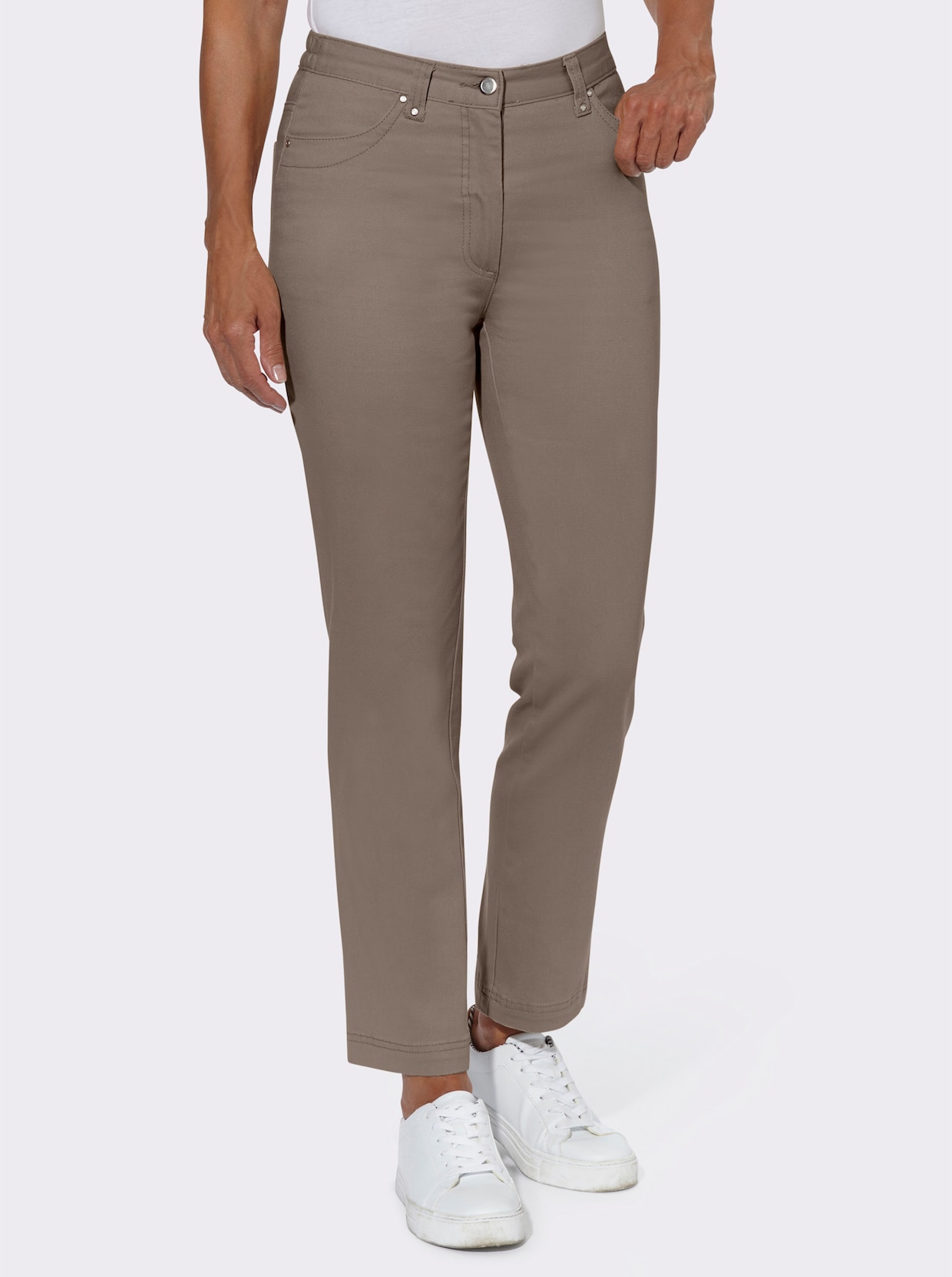 Stretch-Jeans - taupe