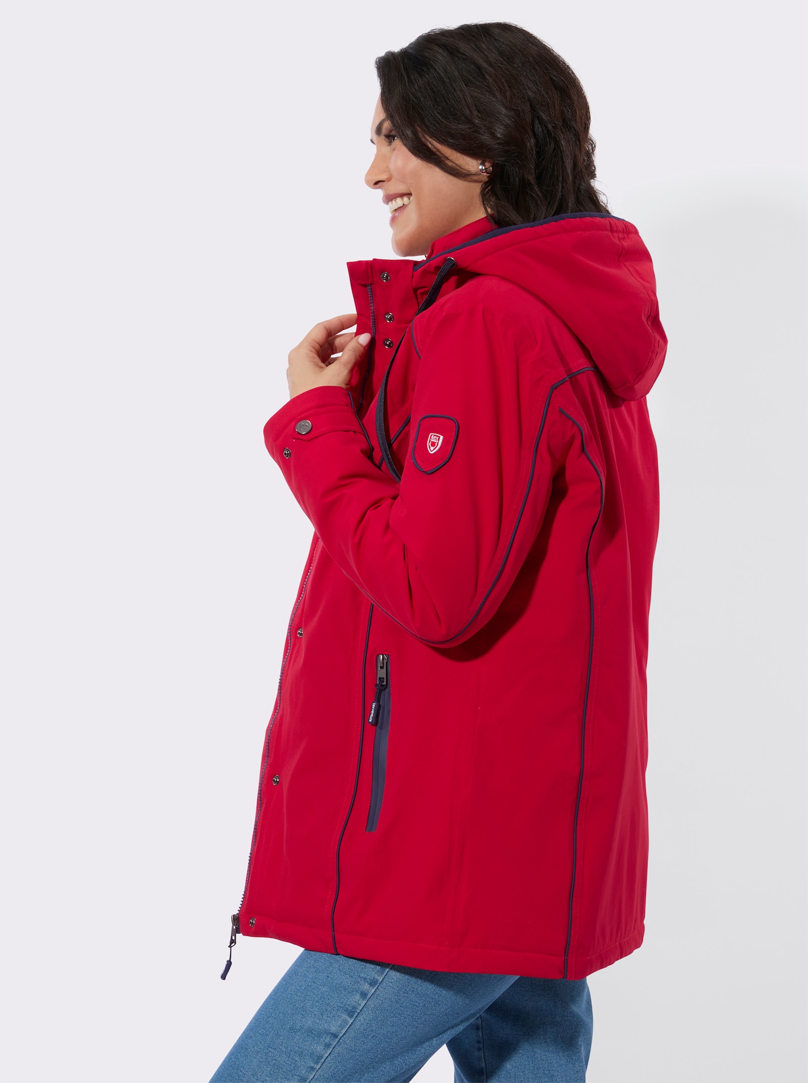 Funktionsjacke mit abnehmbarer Kapuze - rot