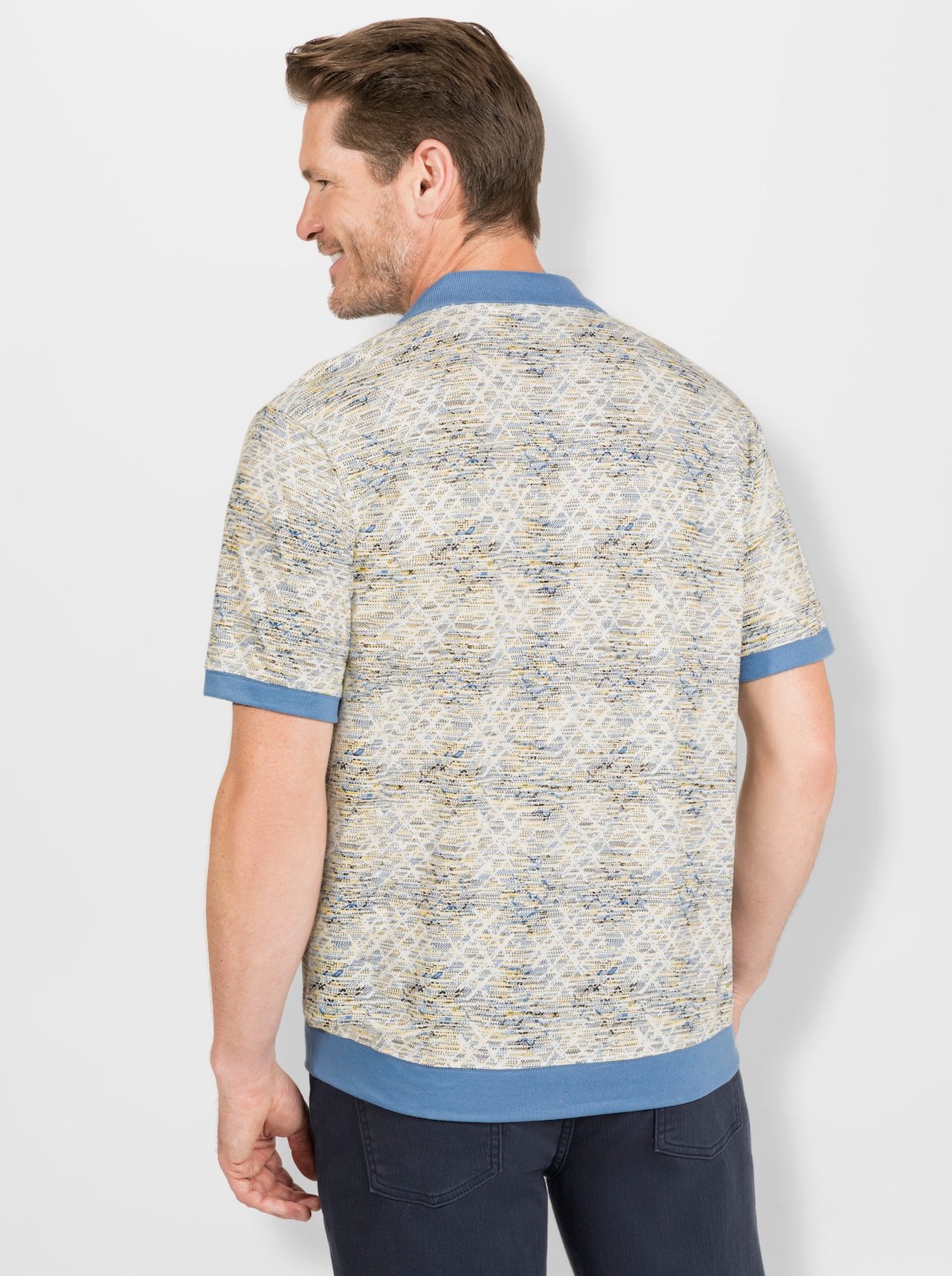 Marco Donati Poloshirt met korte mouwen - middenblauw geprint