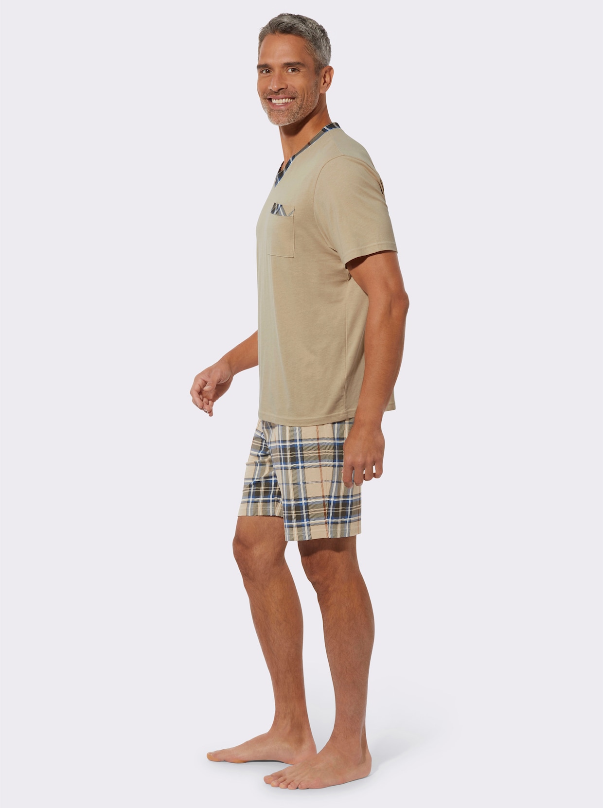 Shorty - beige-kariert