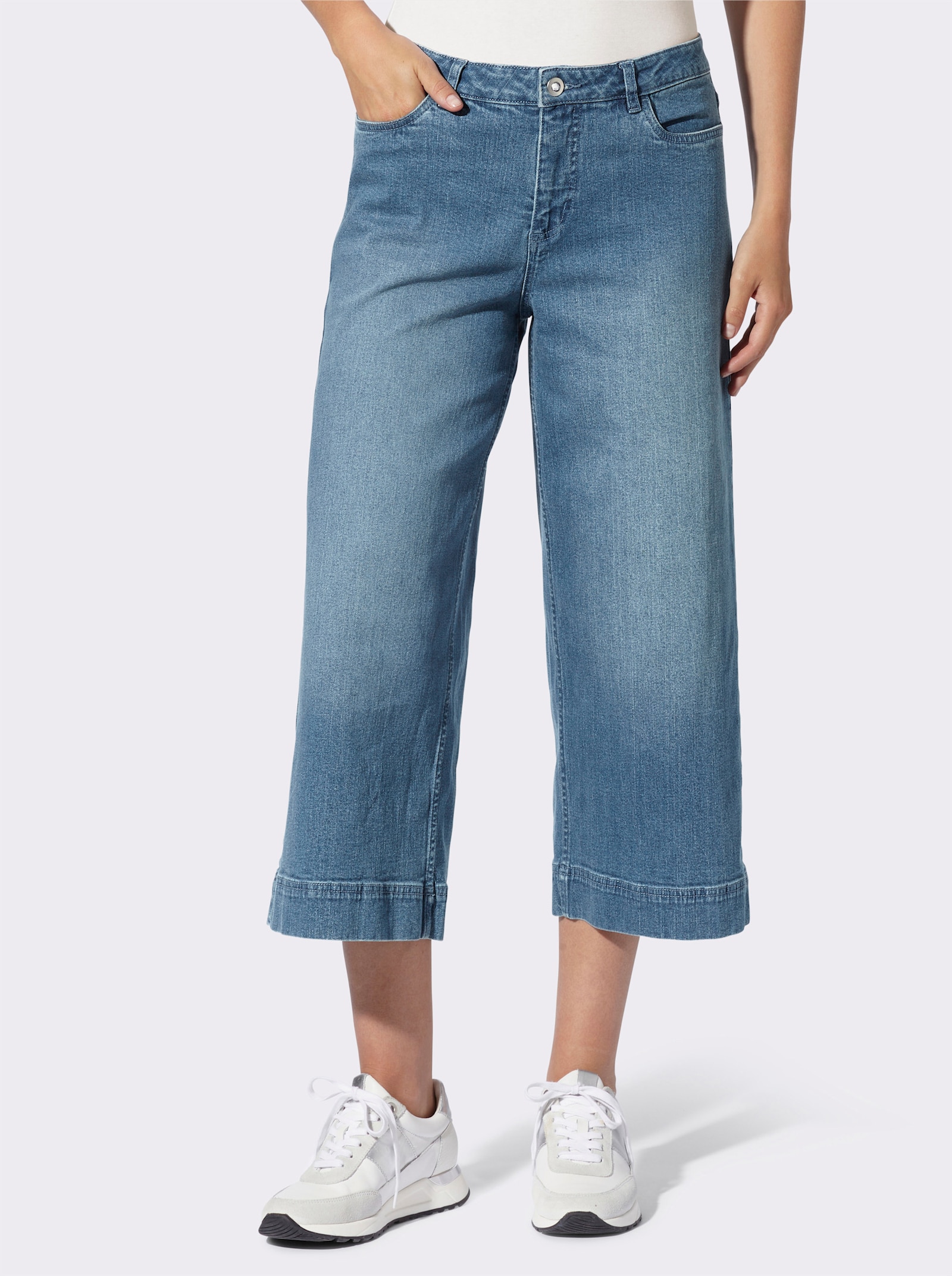 heine Jean 7/8 à la coupe jupe-culotte - bleu blanchi