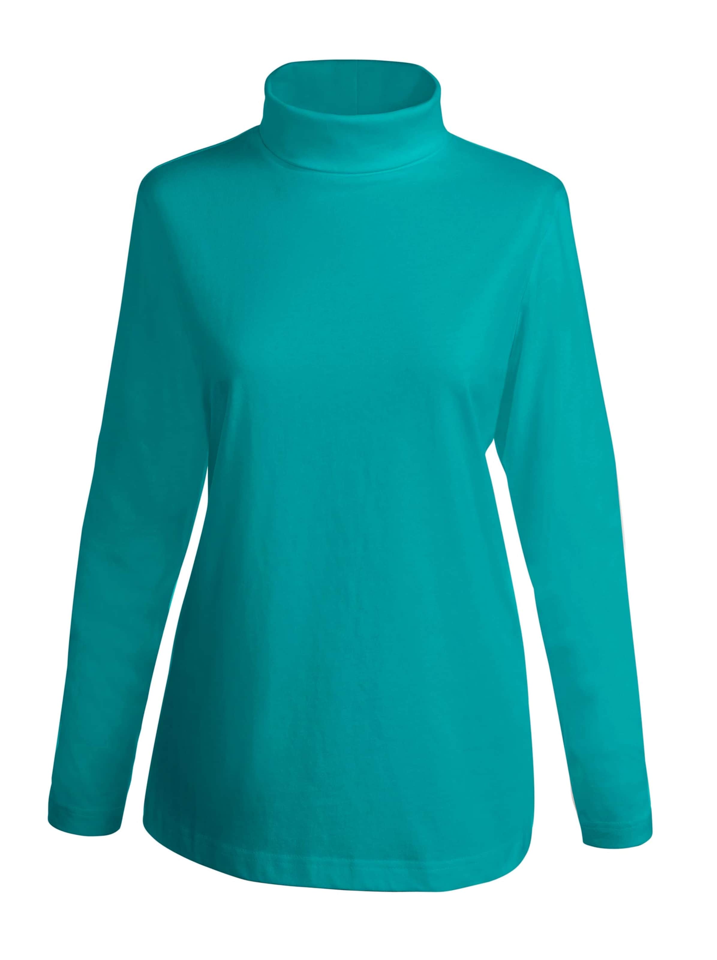 Damenmode Shirts Rollkragenshirt in smaragdgrün 