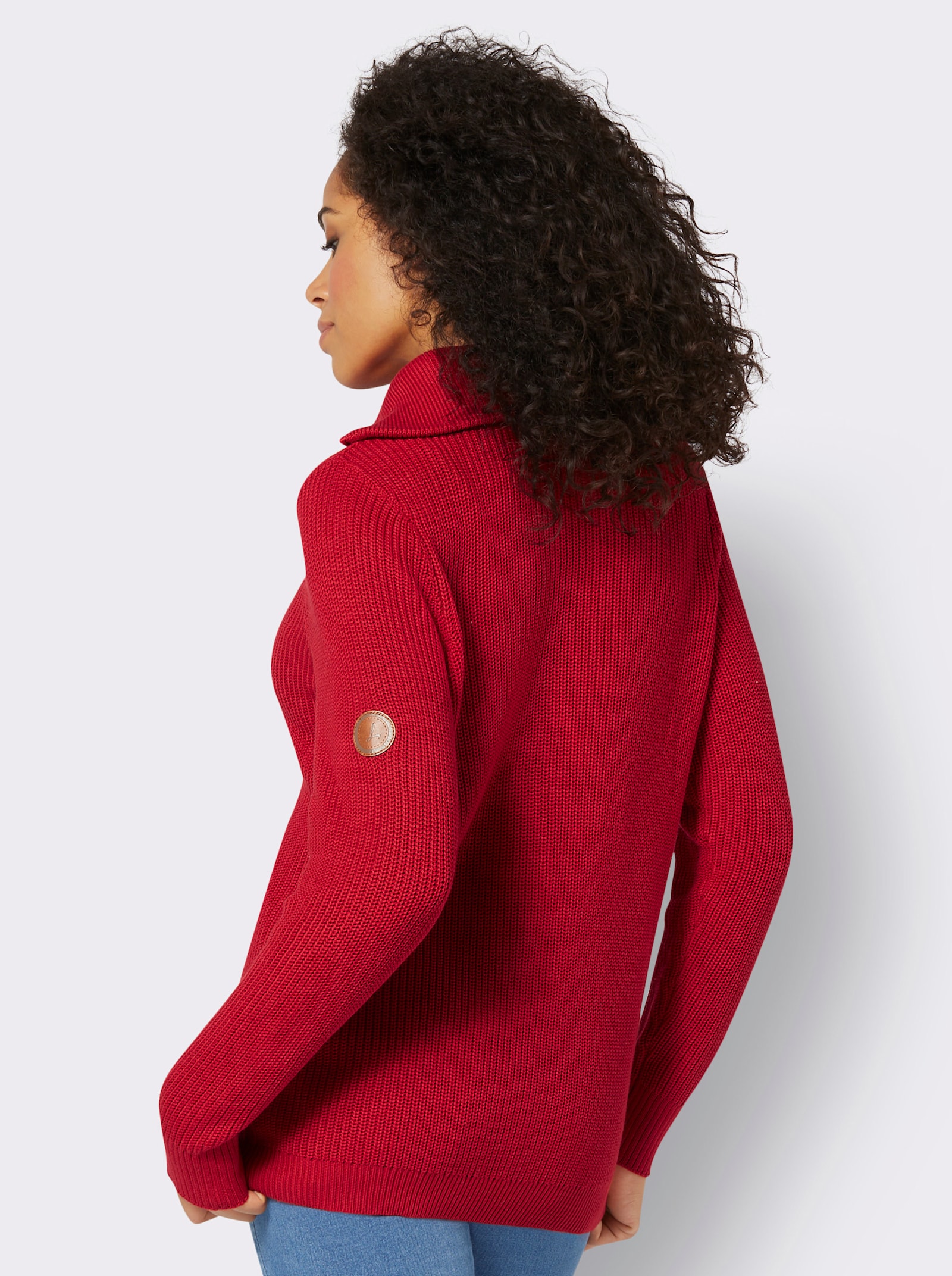 Strickpullover mit Troyerkragen - rot