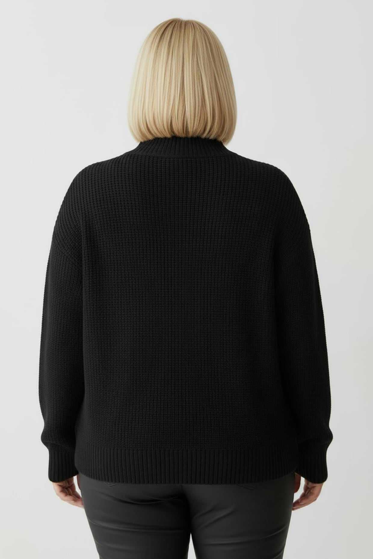 Stehkragenpullover mit Baumwolle - schwarz