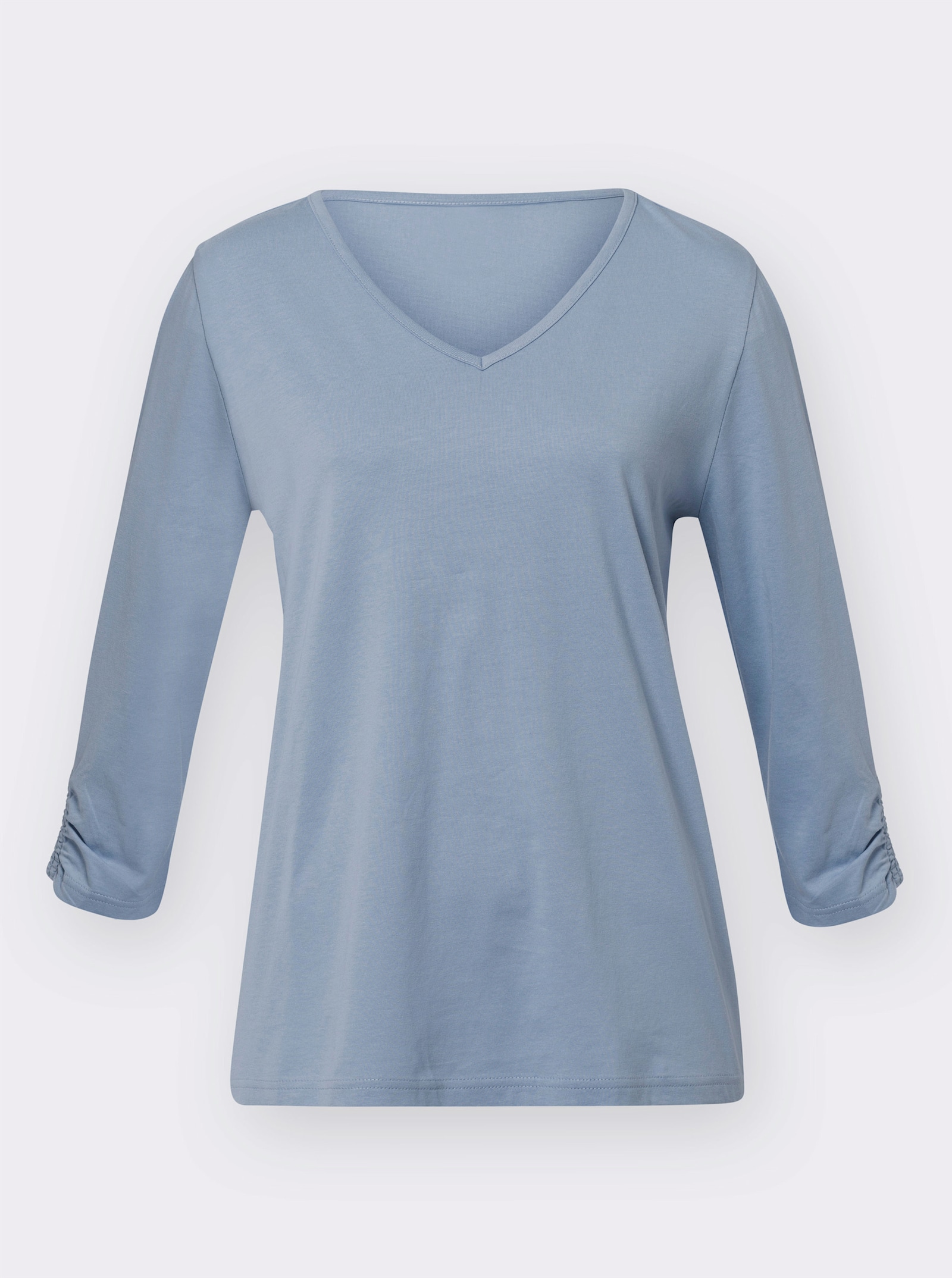 Tričko s 3/4 rukávem s řasením - modrá