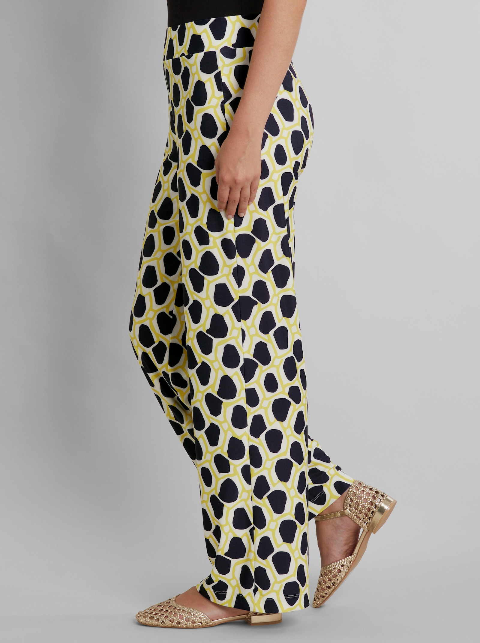 heine Jerseyhose mit Druck-Dessin - ecru-marine-bedruckt