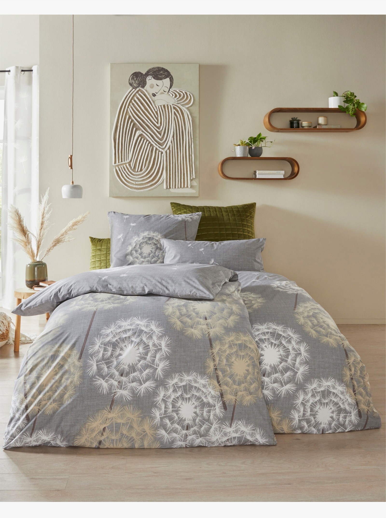 heine home Bettwäsche - steingrau-sand-bedruckt