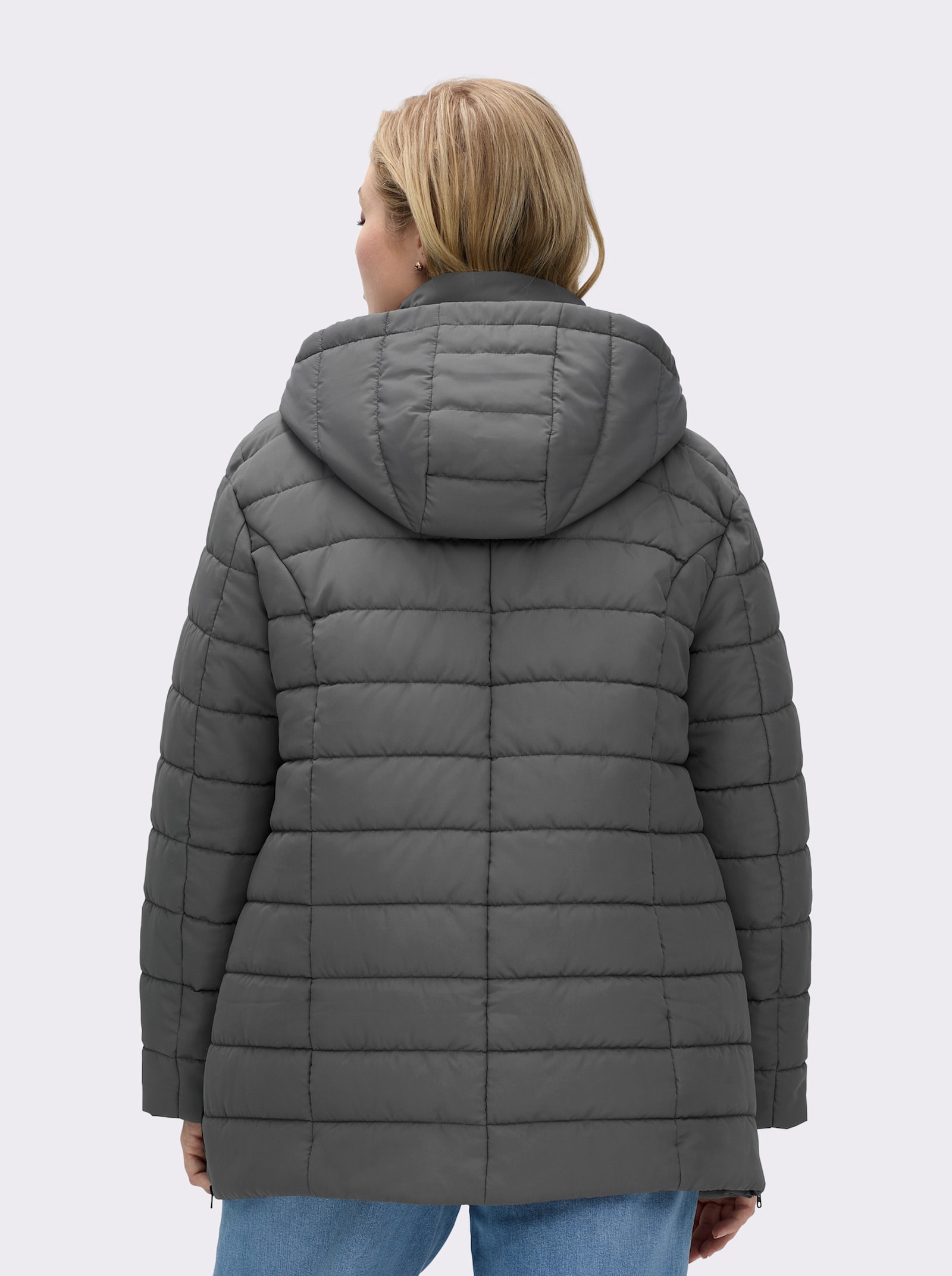 Steppjacke mit abnehmbarer Kapuze - anthrazit