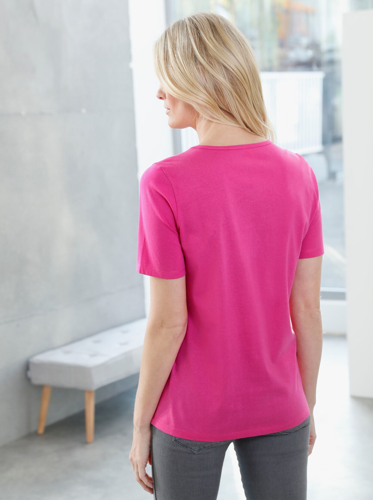 Kortärmad topp - cerise