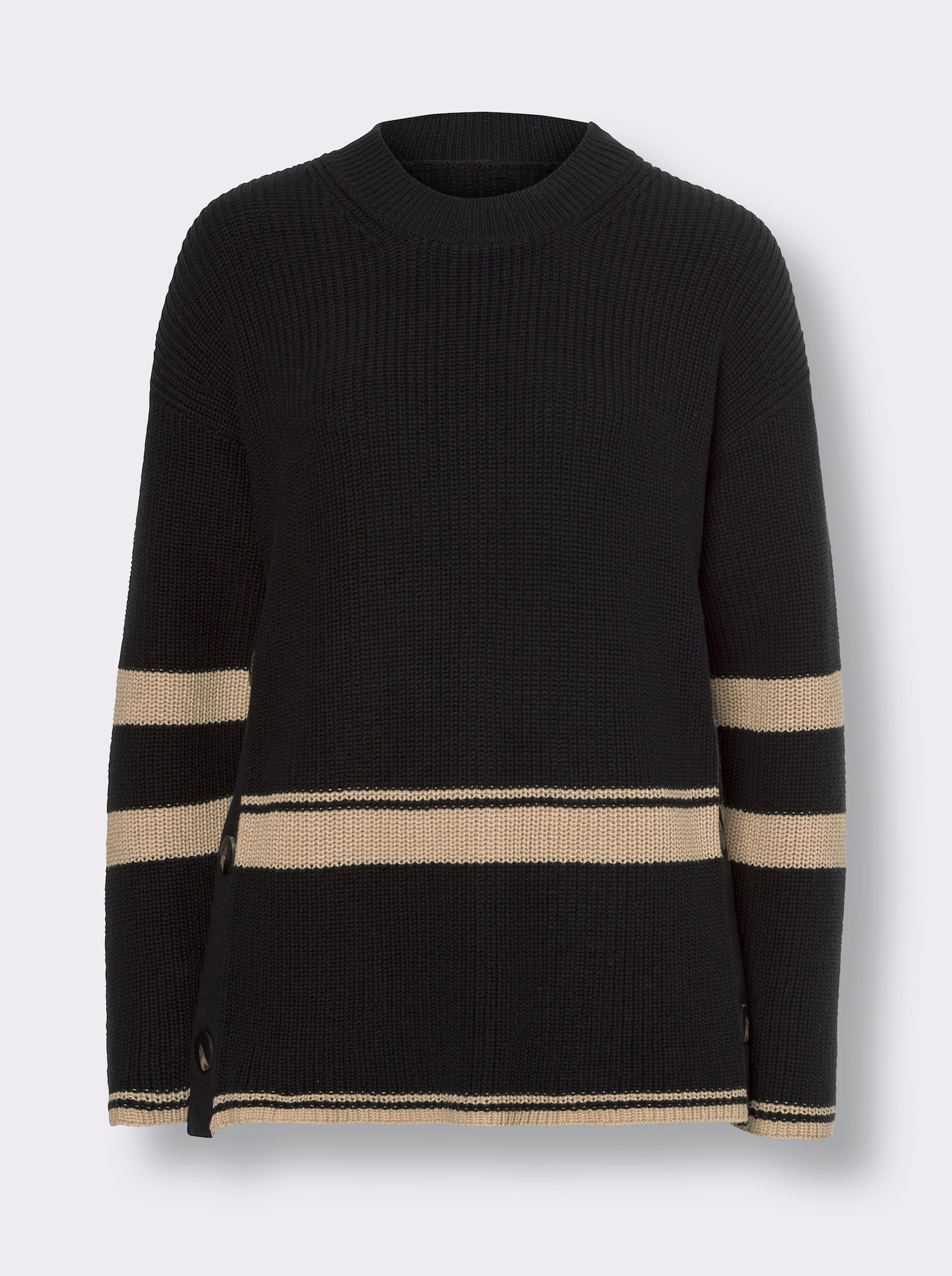 heine Strickpullover mit geknöpften Seitenschlitzen - schwarz