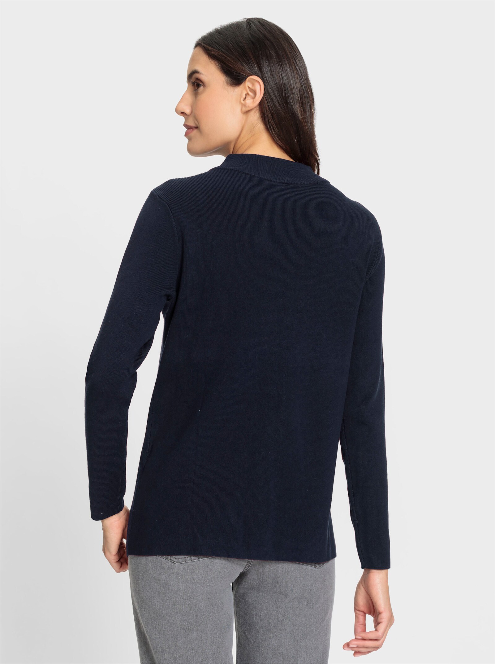 Stehkragenpullover mit mittiger Falte - marine
