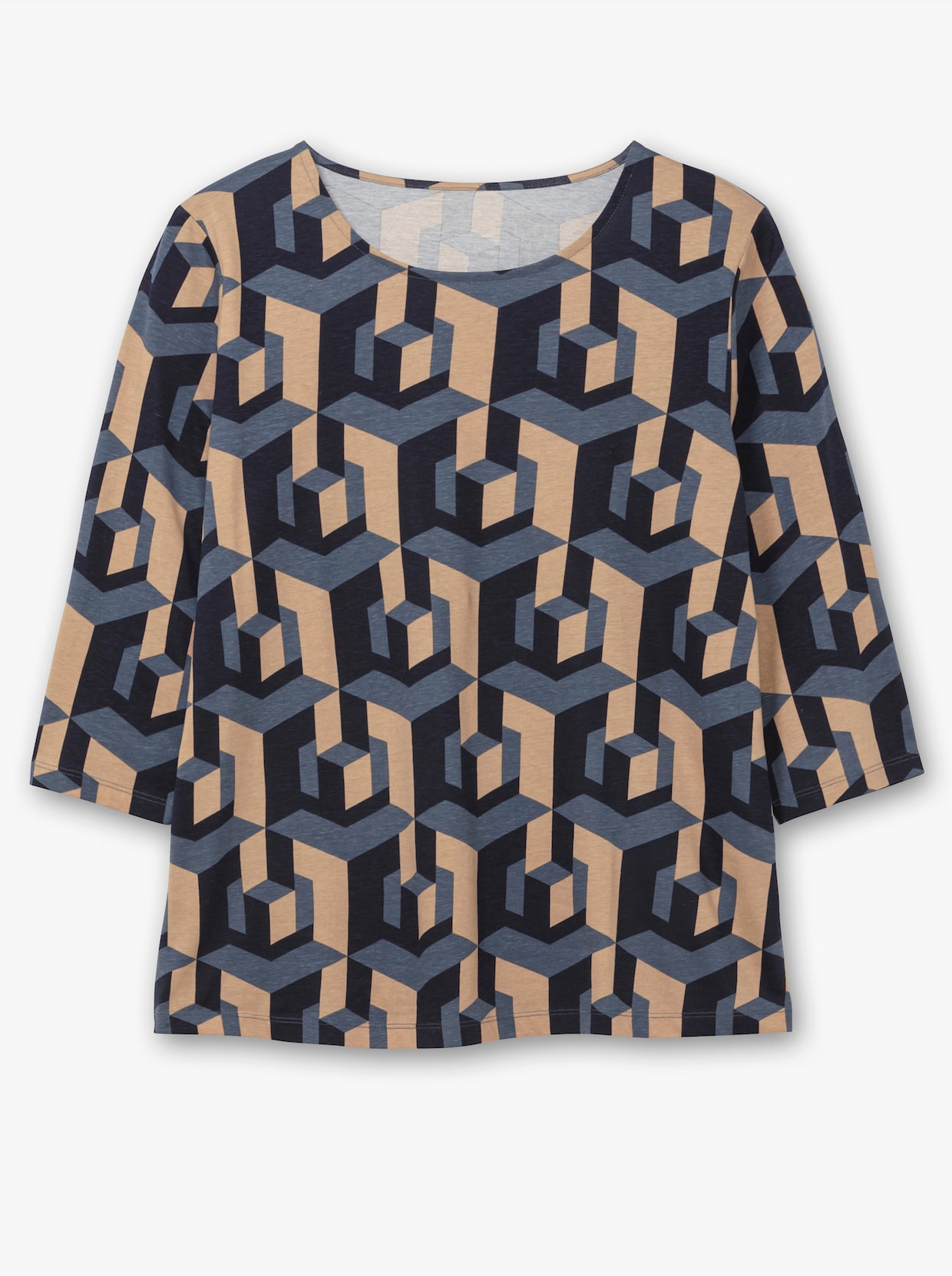 3/4-Arm-Shirt - marine-camel-bedruckt