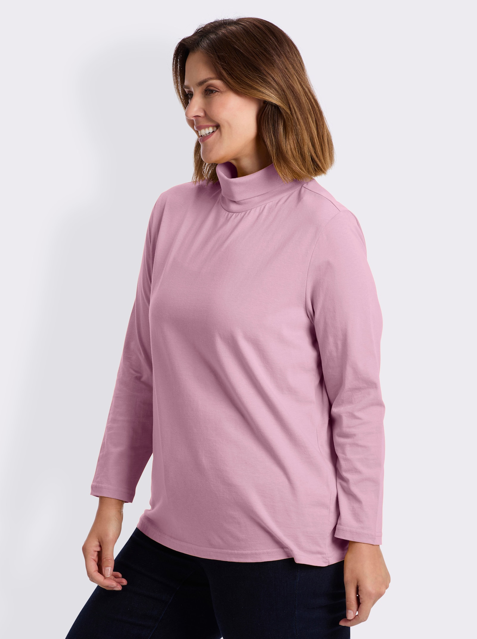Rollkragenshirt mit langen Ärmeln - rosé