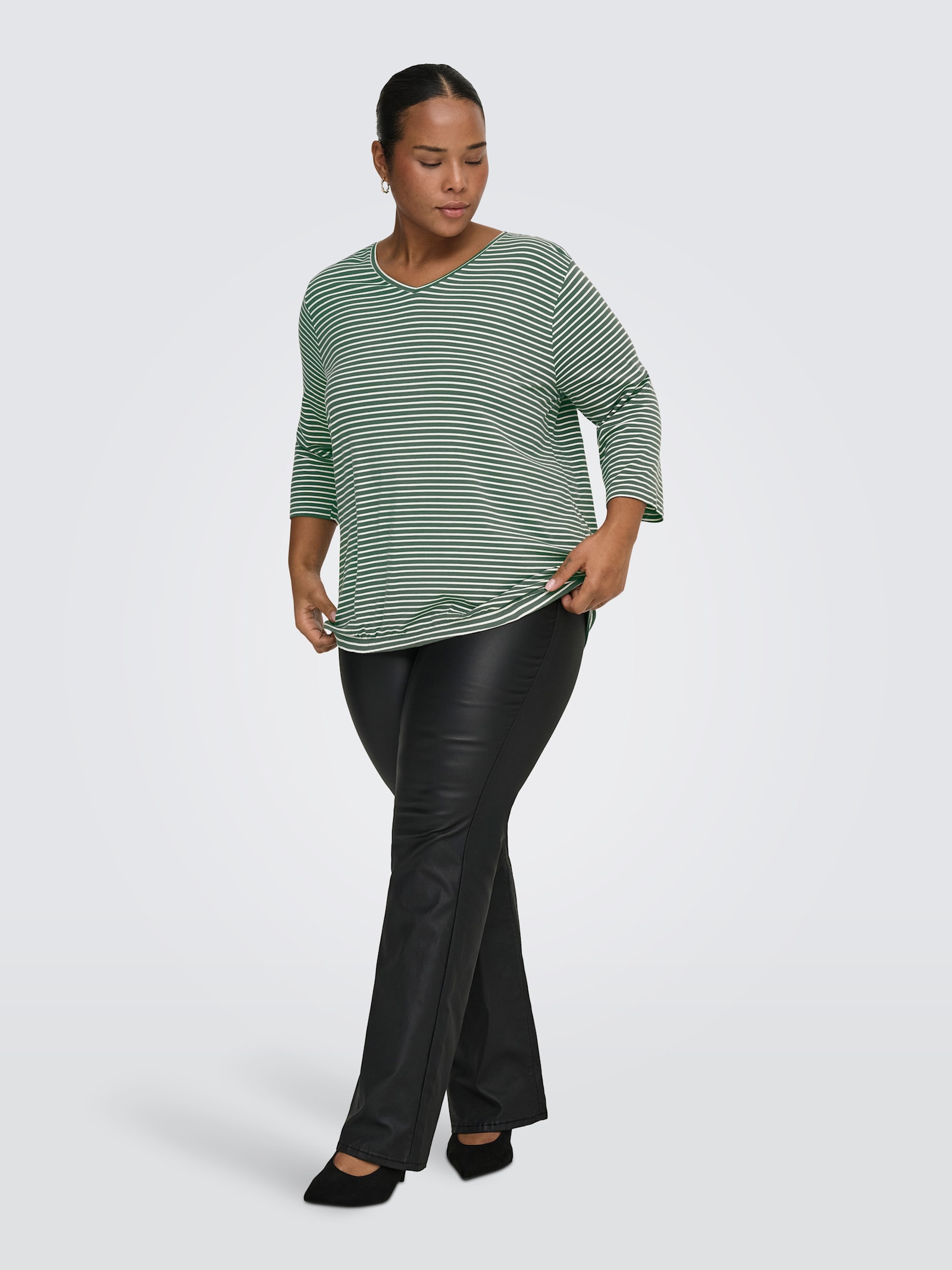 ONLY CARMAKOMA 3/4-Arm-Shirt - laurel wreath stripes:cloud dancer