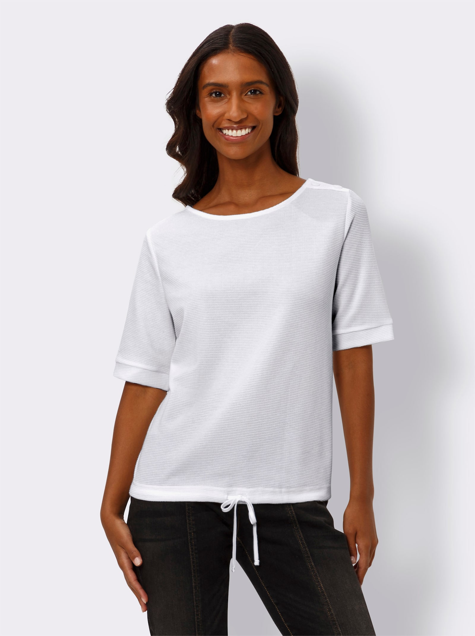 heine Kurzarmshirt aus Strukturware - ecru