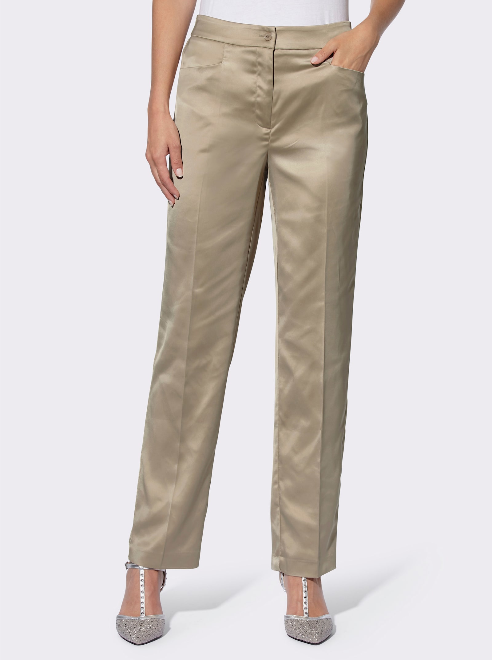 heine Bügelfaltenhose mit Dehnbund - beige