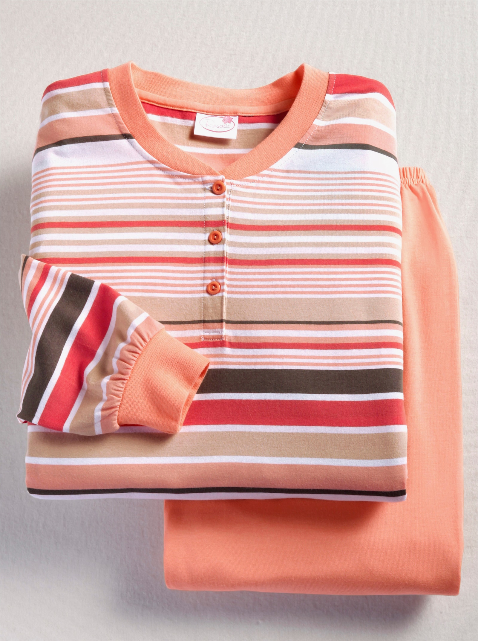 wäschepur Pyjama verkrijgbaar in 2 materialen - apricot gestreept