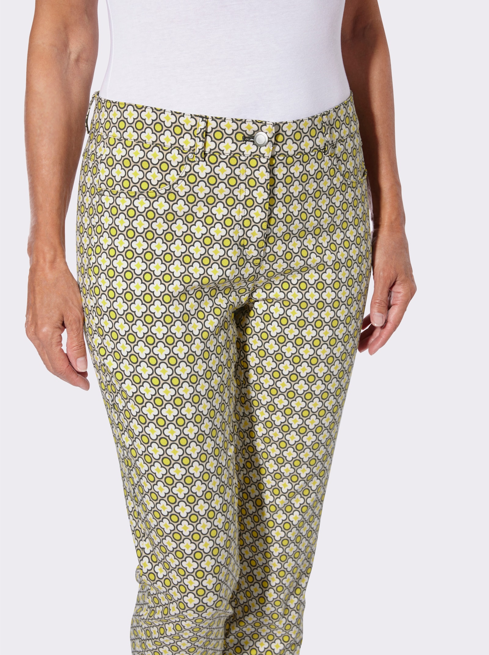 Bengalinhose mit Ornament-Muster - sand-limone-bedruckt