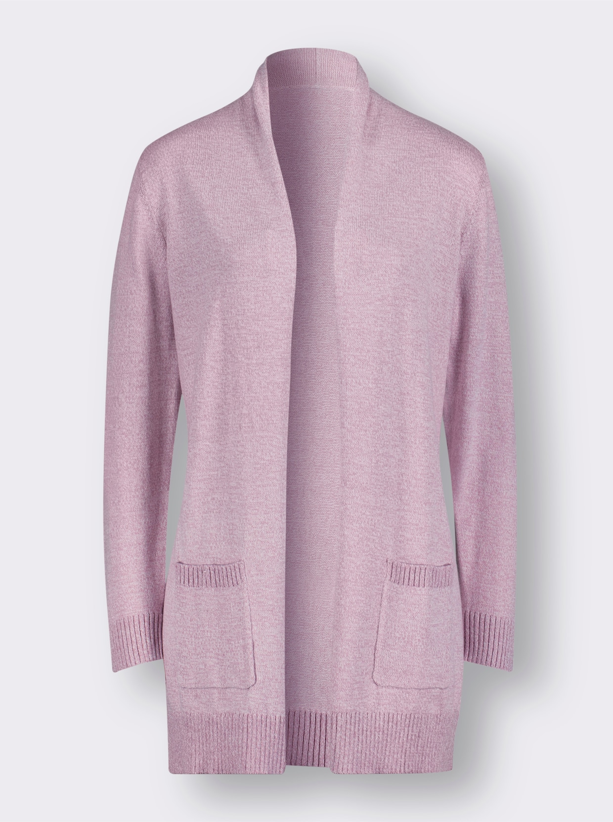 Pletený kabátek - růžová-ecru-melír