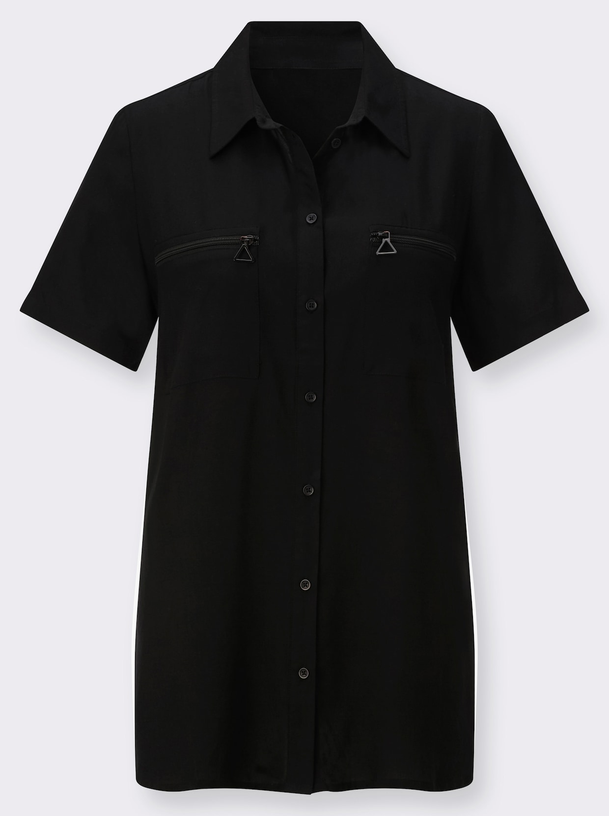 Longbluse mit langen Seitenschlitzen - schwarz